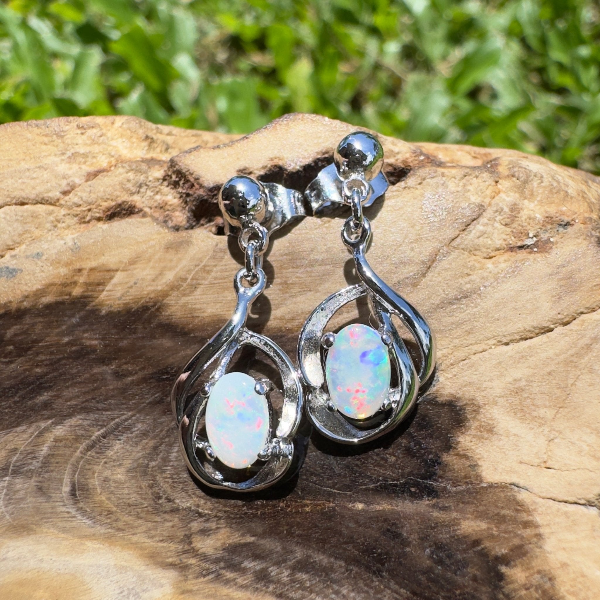 Coober Pedy Light Drop - 0.6ct Coober Pedy Opal 925 Silver Earrings