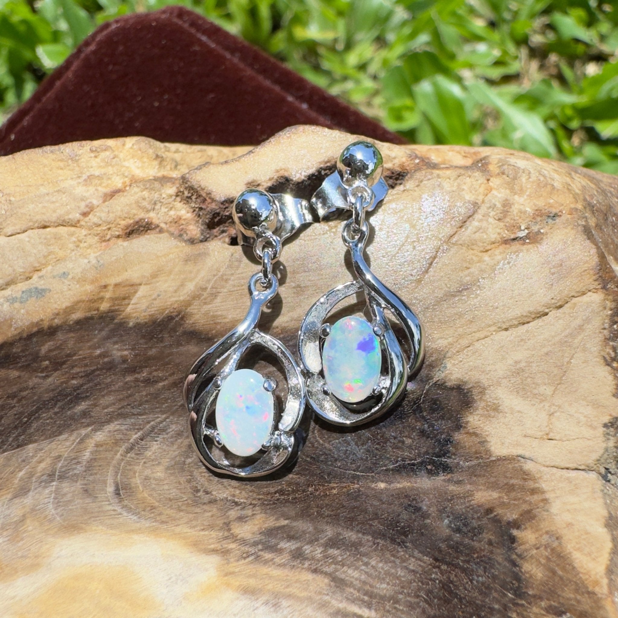 Coober Pedy Light Drop - 0.6ct Coober Pedy Opal 925 Silver Earrings