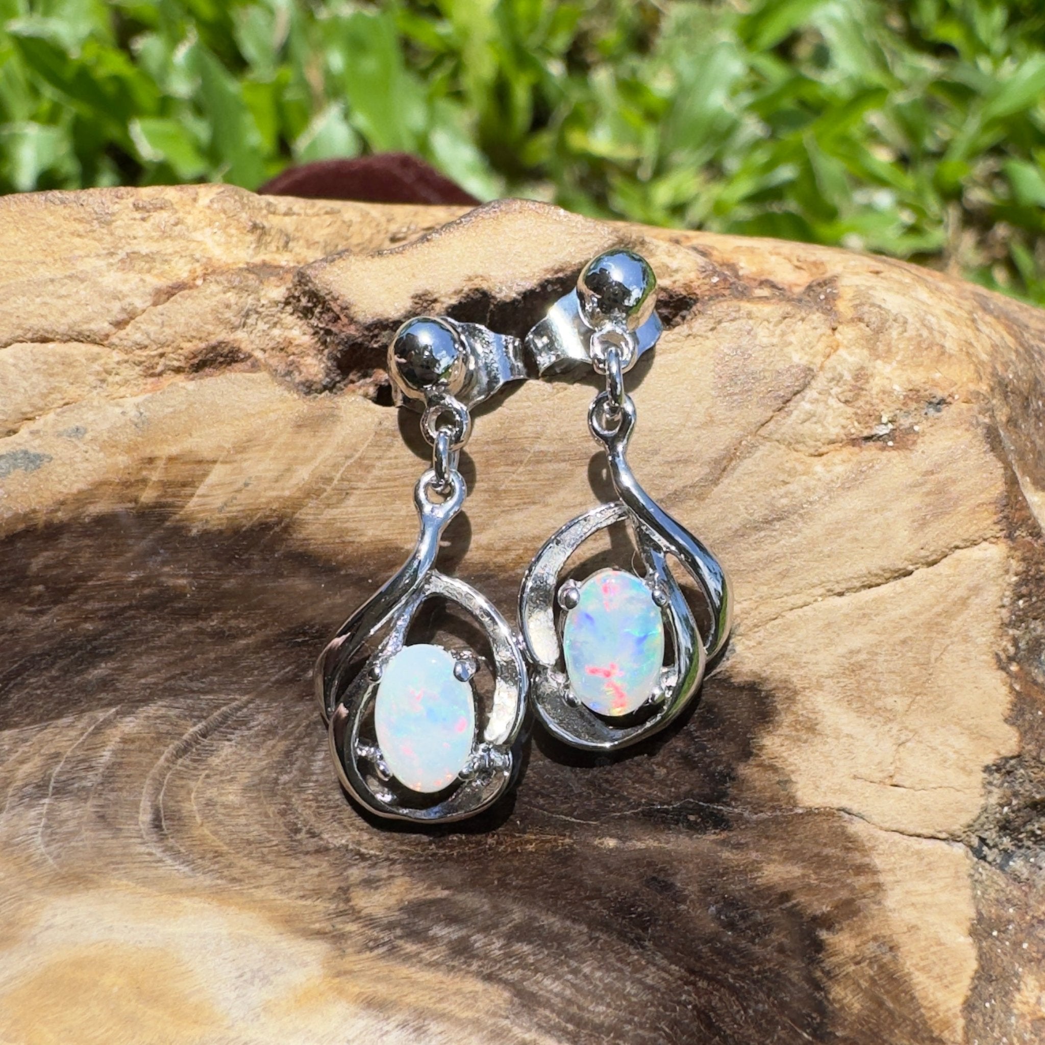 Coober Pedy Light Drop - 0.6ct Coober Pedy Opal 925 Silver Earrings