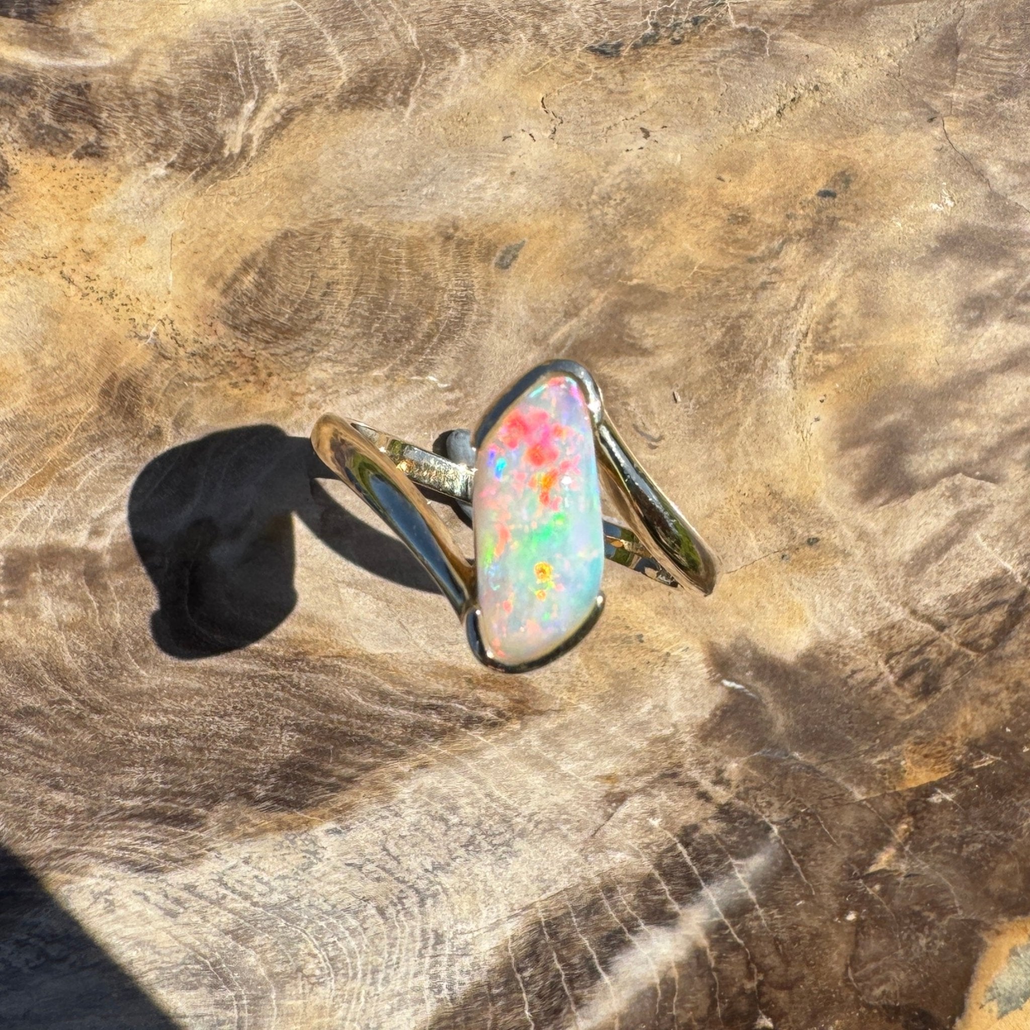 Coober Pedy Luminary ~ 1.1ct Solid Coober Pedy Opal 14ct Solid Australian Yellow Gold Ring