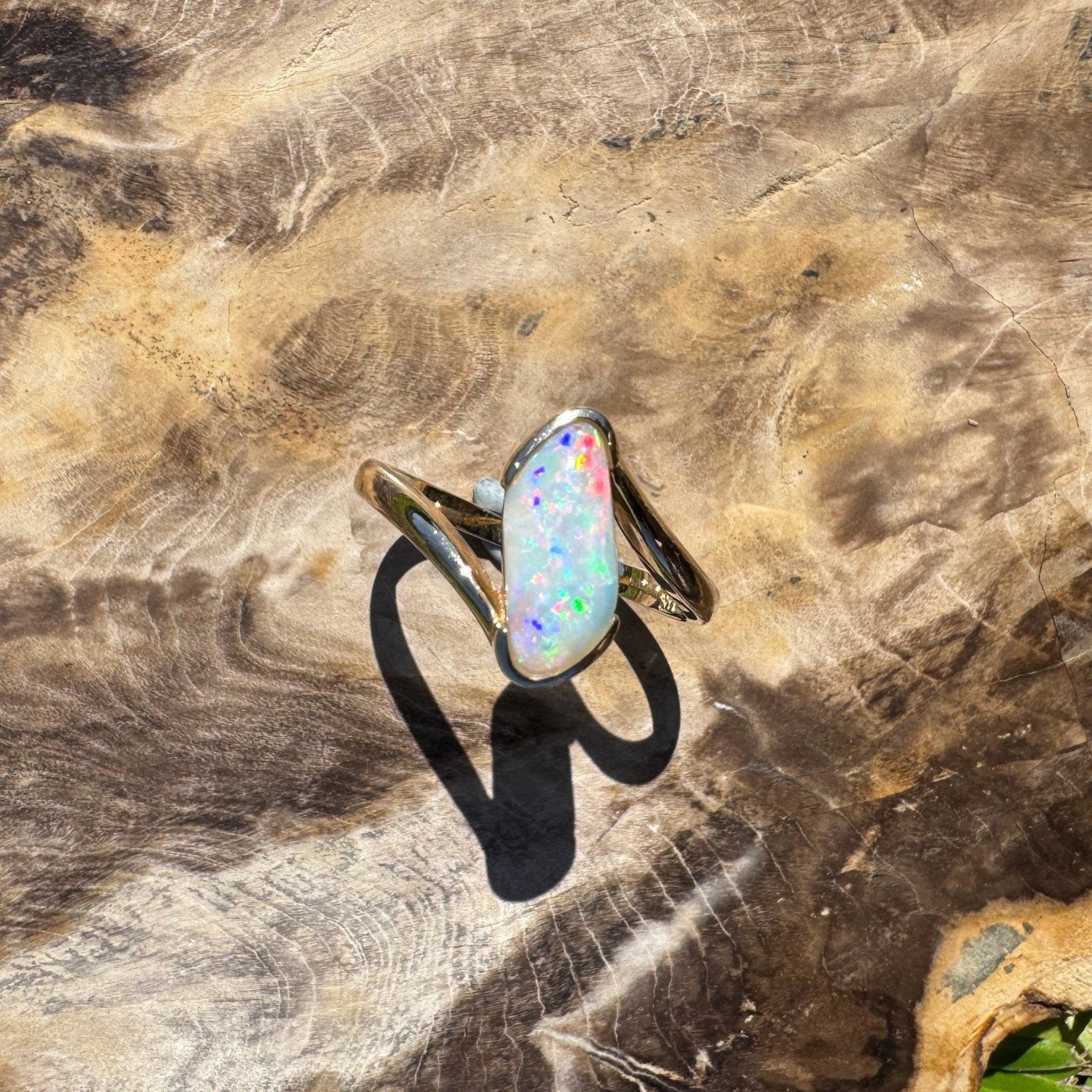 Coober Pedy Luminary ~ 1.1ct Solid Coober Pedy Opal 14ct Solid Australian Yellow Gold Ring