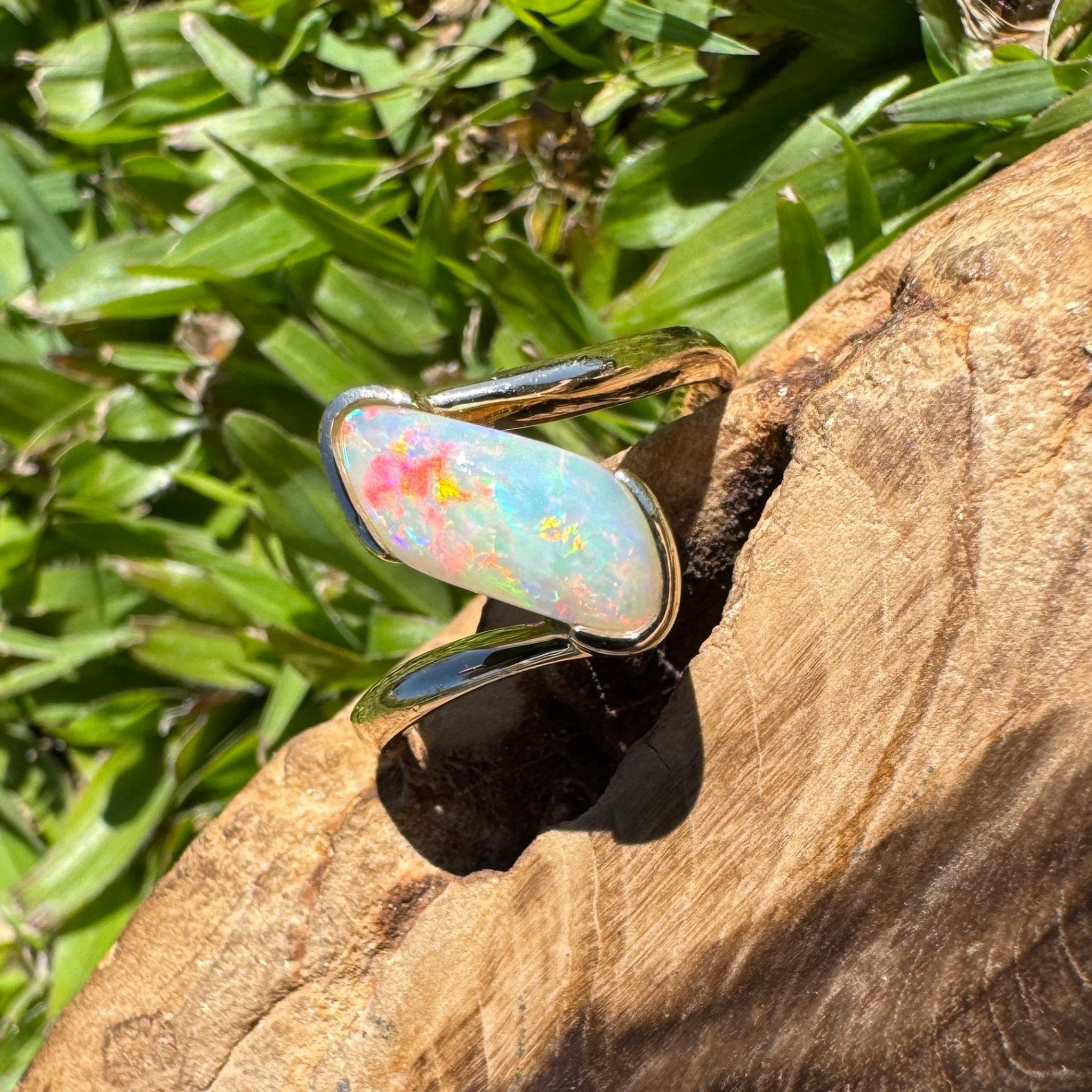 Coober Pedy Luminary ~ 1.1ct Solid Coober Pedy Opal 14ct Solid Australian Yellow Gold Ring