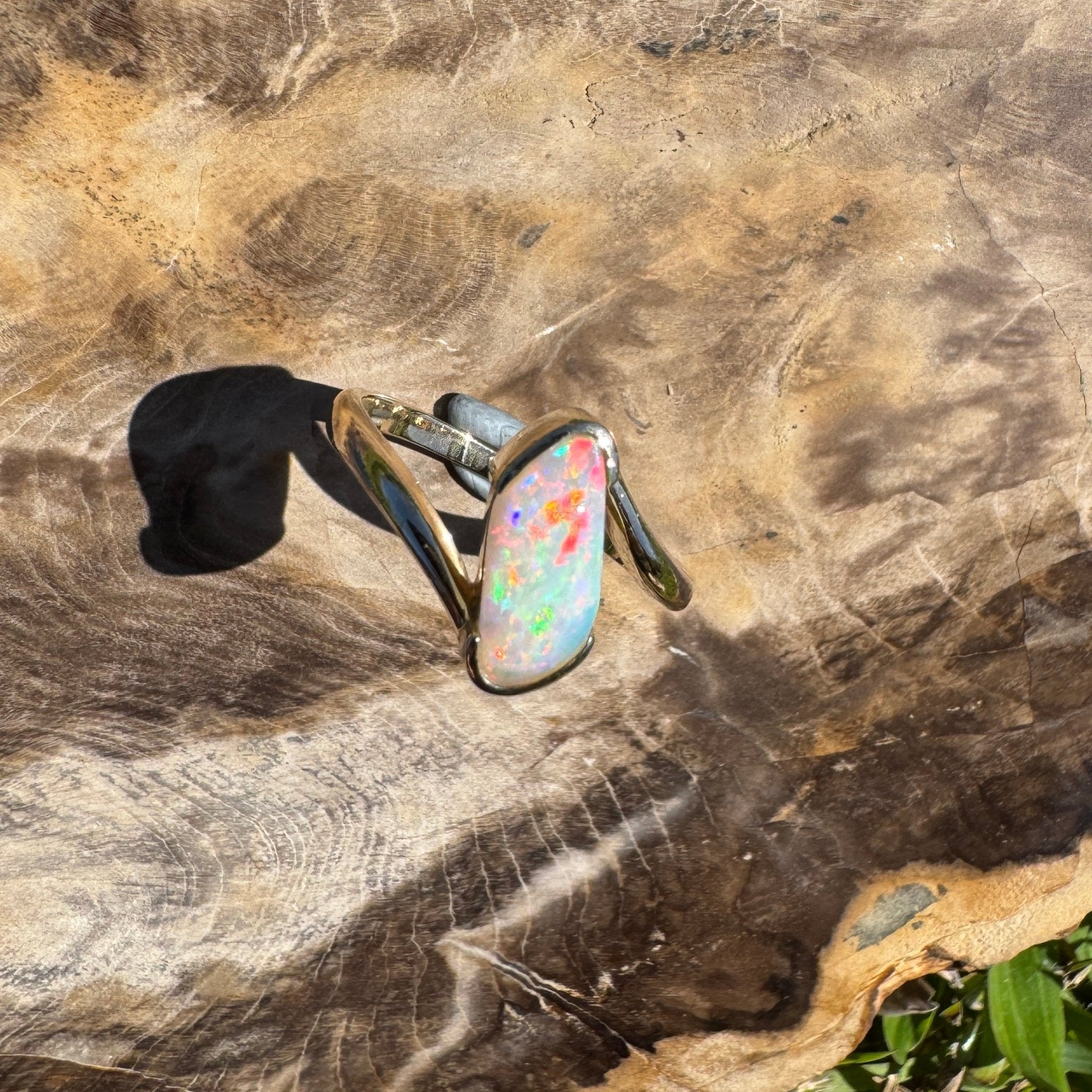 Coober Pedy Luminary ~ 1.1ct Solid Coober Pedy Opal 14ct Solid Australian Yellow Gold Ring