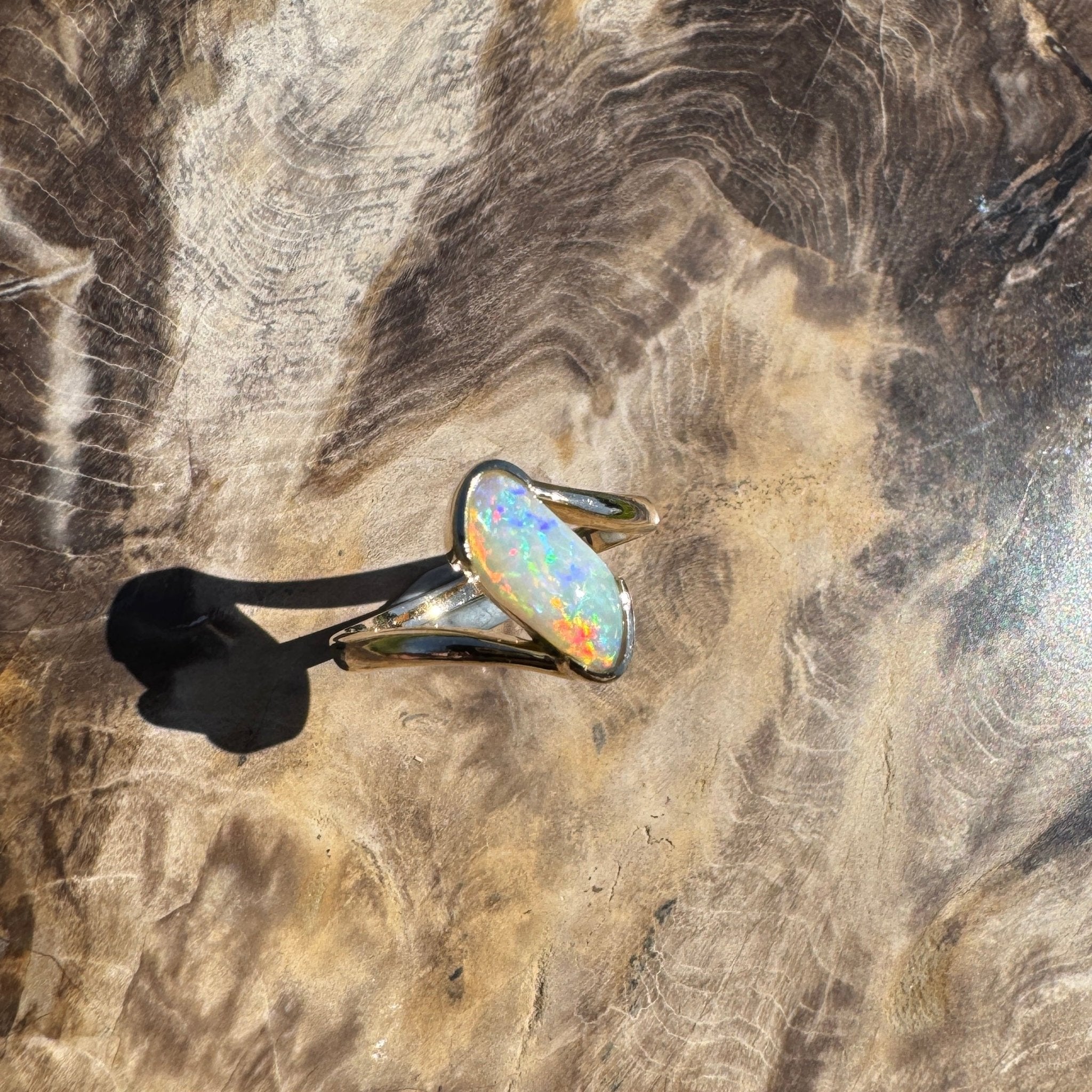Coober Pedy Luminary ~ 1.1ct Solid Coober Pedy Opal 14ct Solid Australian Yellow Gold Ring