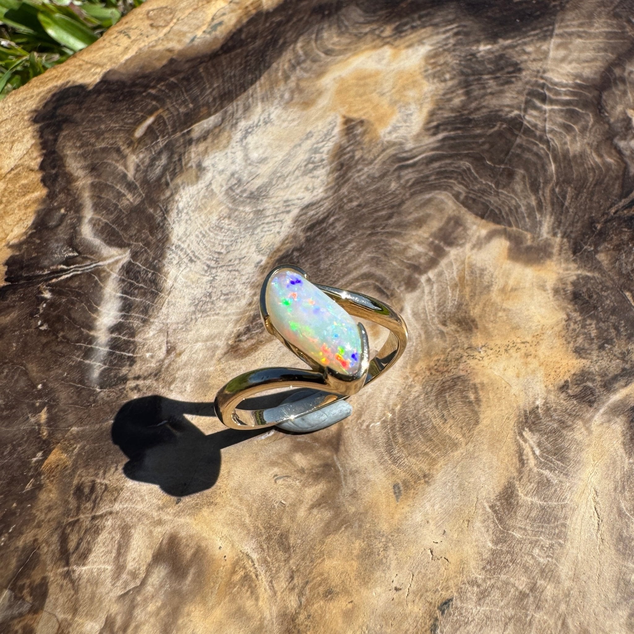 Coober Pedy Luminary ~ 1.1ct Solid Coober Pedy Opal 14ct Solid Australian Yellow Gold Ring