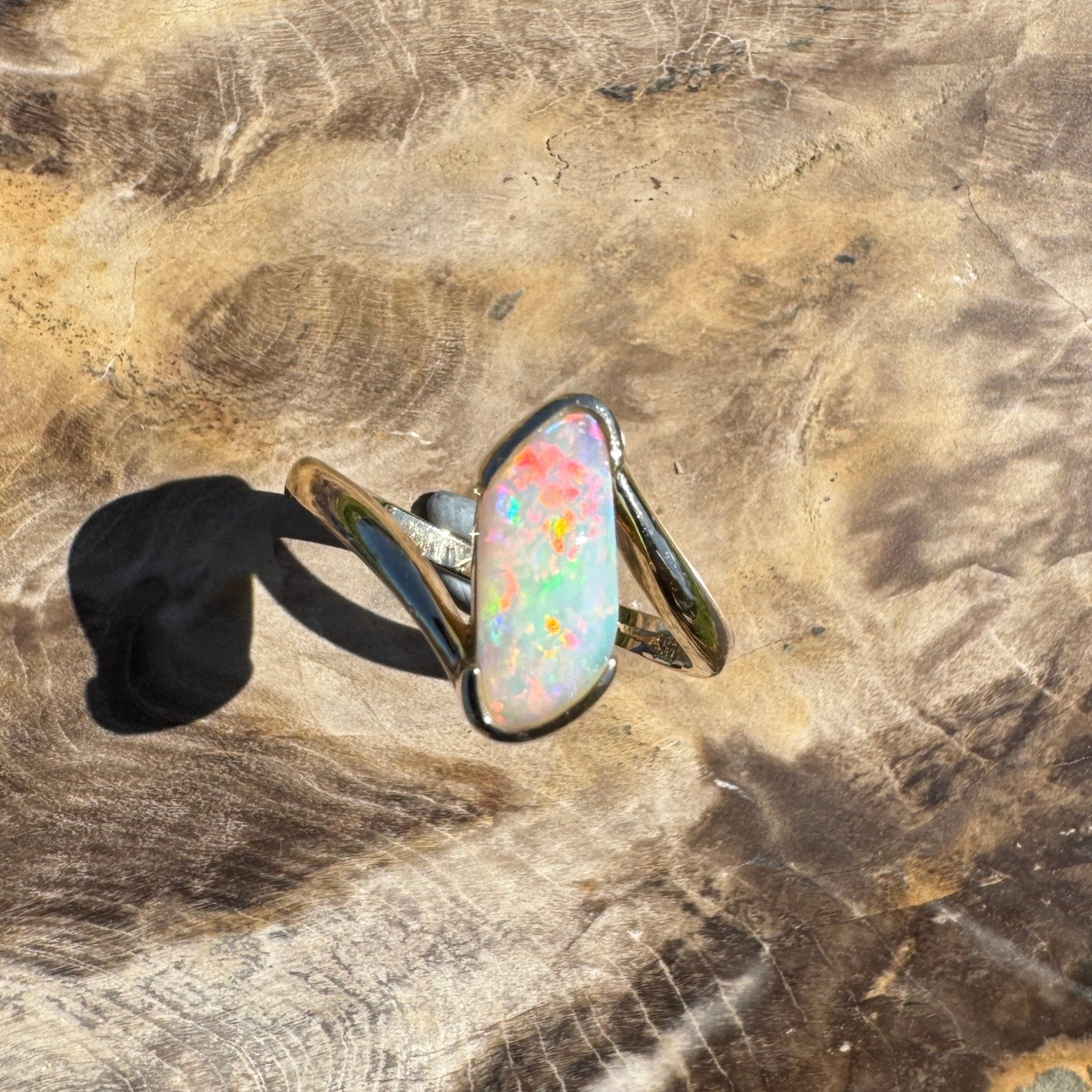 Coober Pedy Luminary ~ 1.1ct Solid Coober Pedy Opal 14ct Solid Australian Yellow Gold Ring