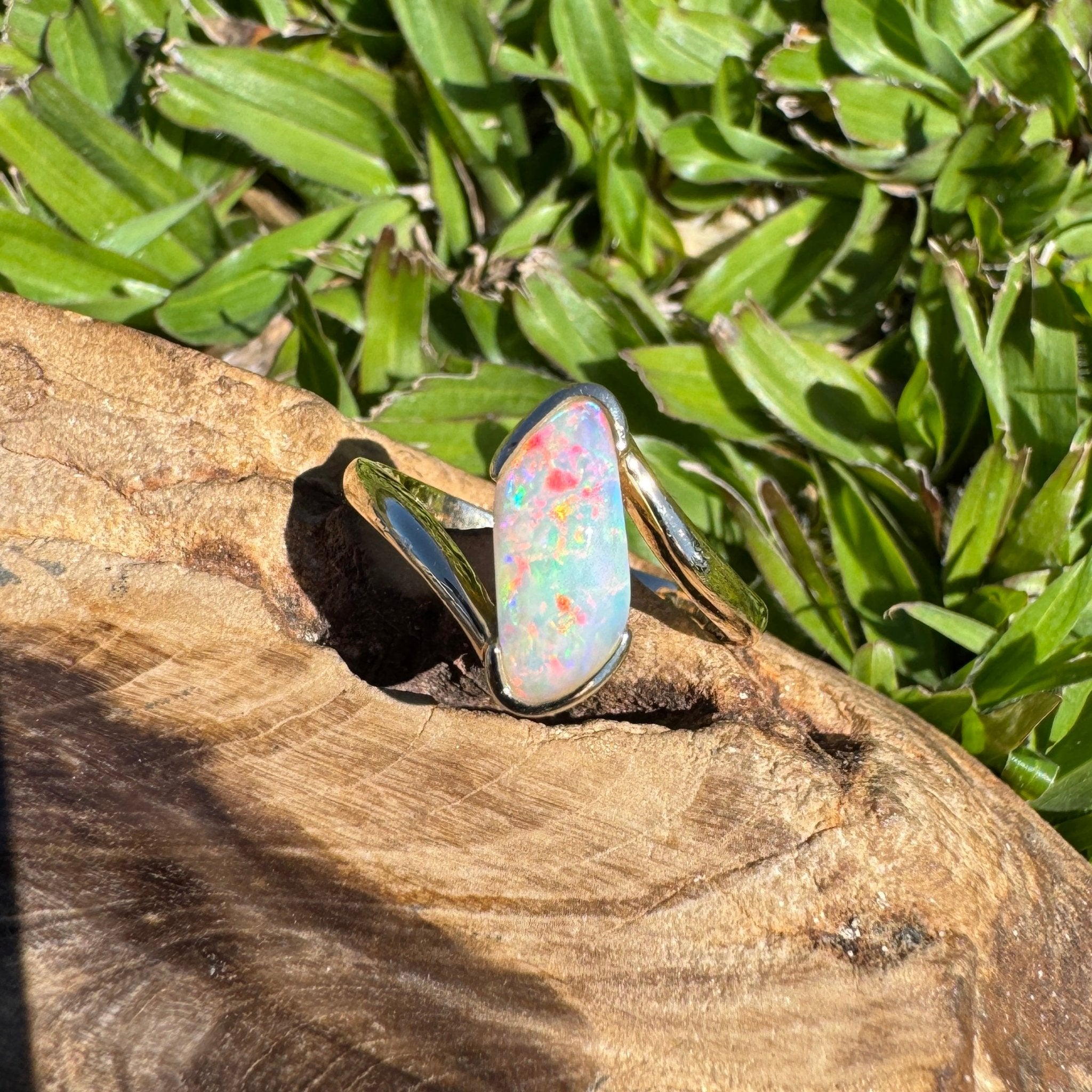Coober Pedy Luminary ~ 1.1ct Solid Coober Pedy Opal 14ct Solid Australian Yellow Gold Ring