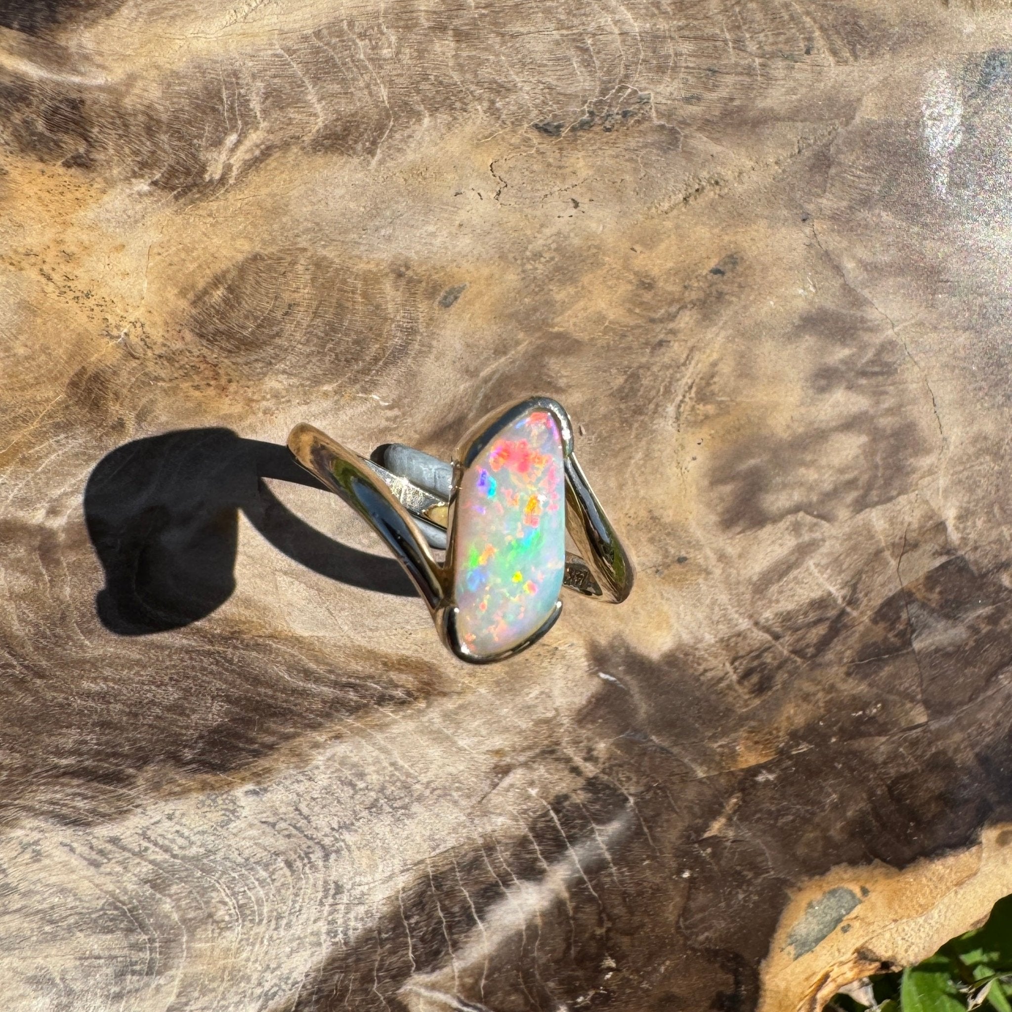 Coober Pedy Luminary ~ 1.1ct Solid Coober Pedy Opal 14ct Solid Australian Yellow Gold Ring