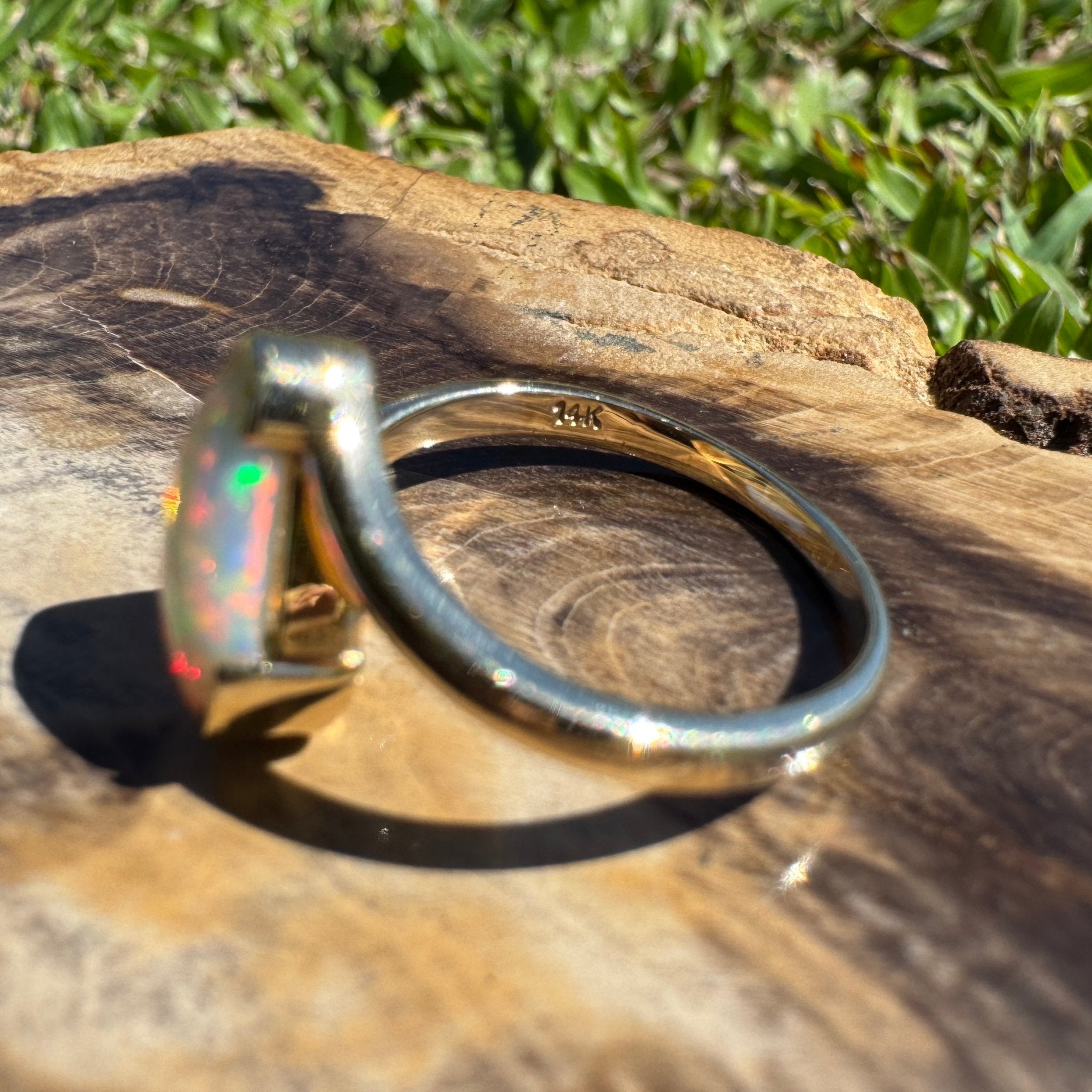 Coober Pedy Luminary ~ 1.1ct Solid Coober Pedy Opal 14ct Solid Australian Yellow Gold Ring