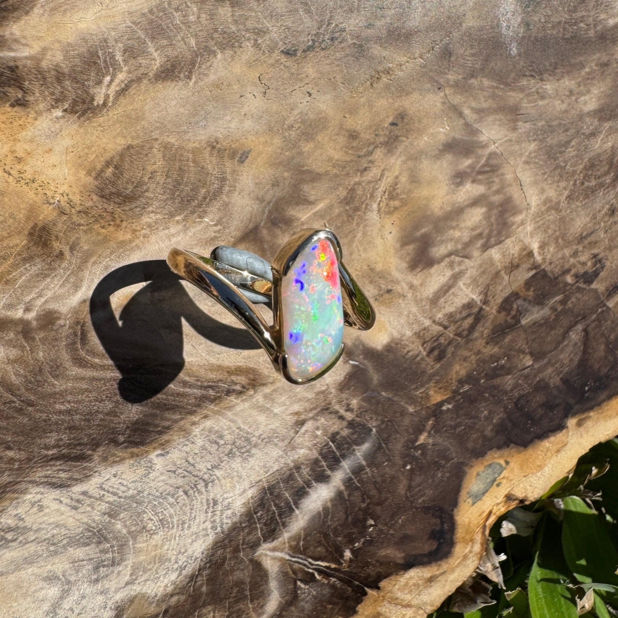 Coober Pedy Luminary ~ 1.1ct Solid Coober Pedy Opal 14ct Solid Australian Yellow Gold Ring