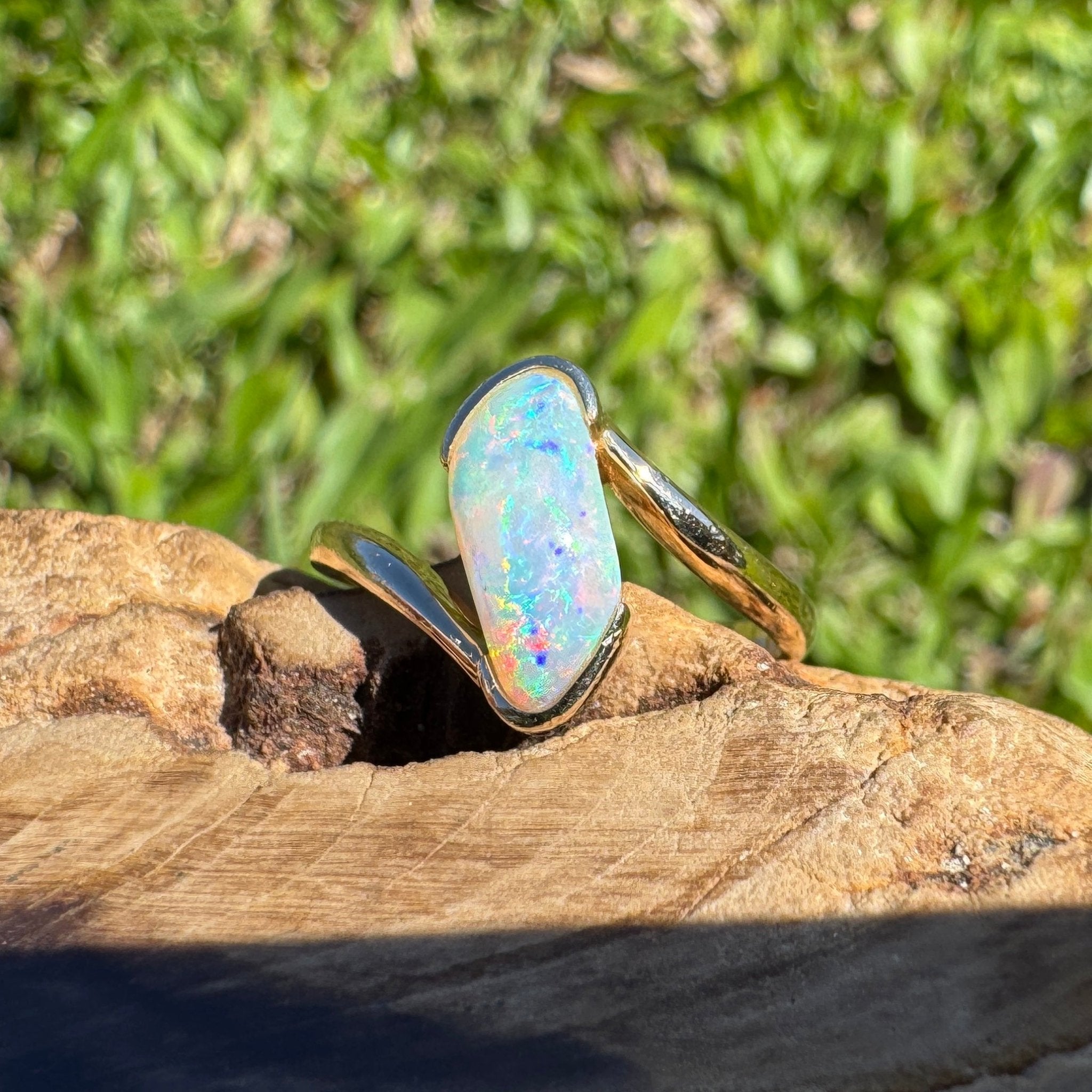 Coober Pedy Luminary ~ 1.1ct Solid Coober Pedy Opal 14ct Solid Australian Yellow Gold Ring