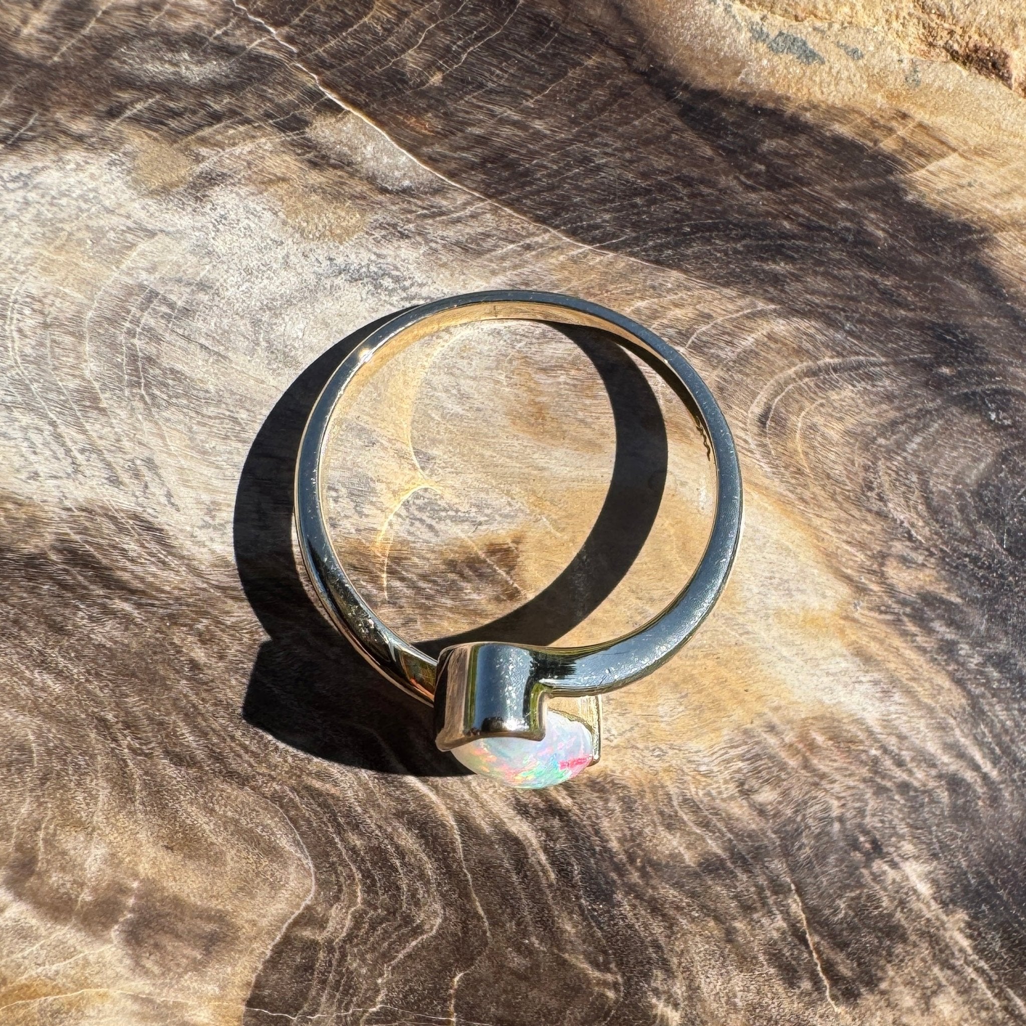 Coober Pedy Luminary ~ 1.1ct Solid Coober Pedy Opal 14ct Solid Australian Yellow Gold Ring