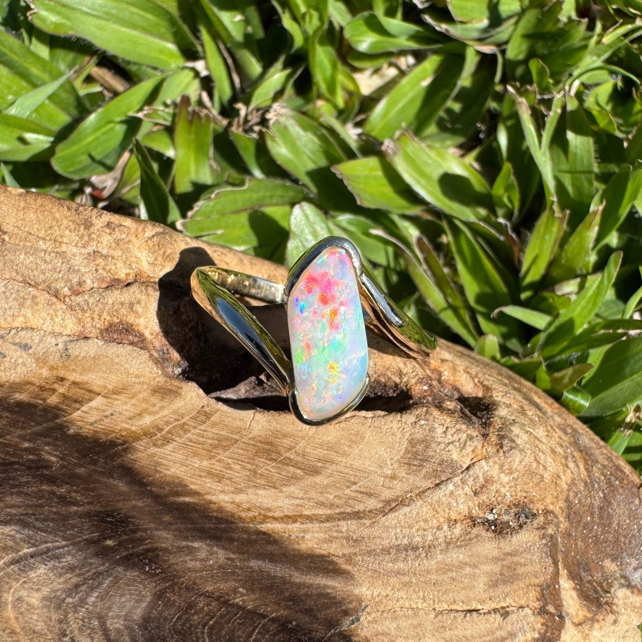 Coober Pedy Luminary ~ 1.1ct Solid Coober Pedy Opal 14ct Solid Australian Yellow Gold Ring