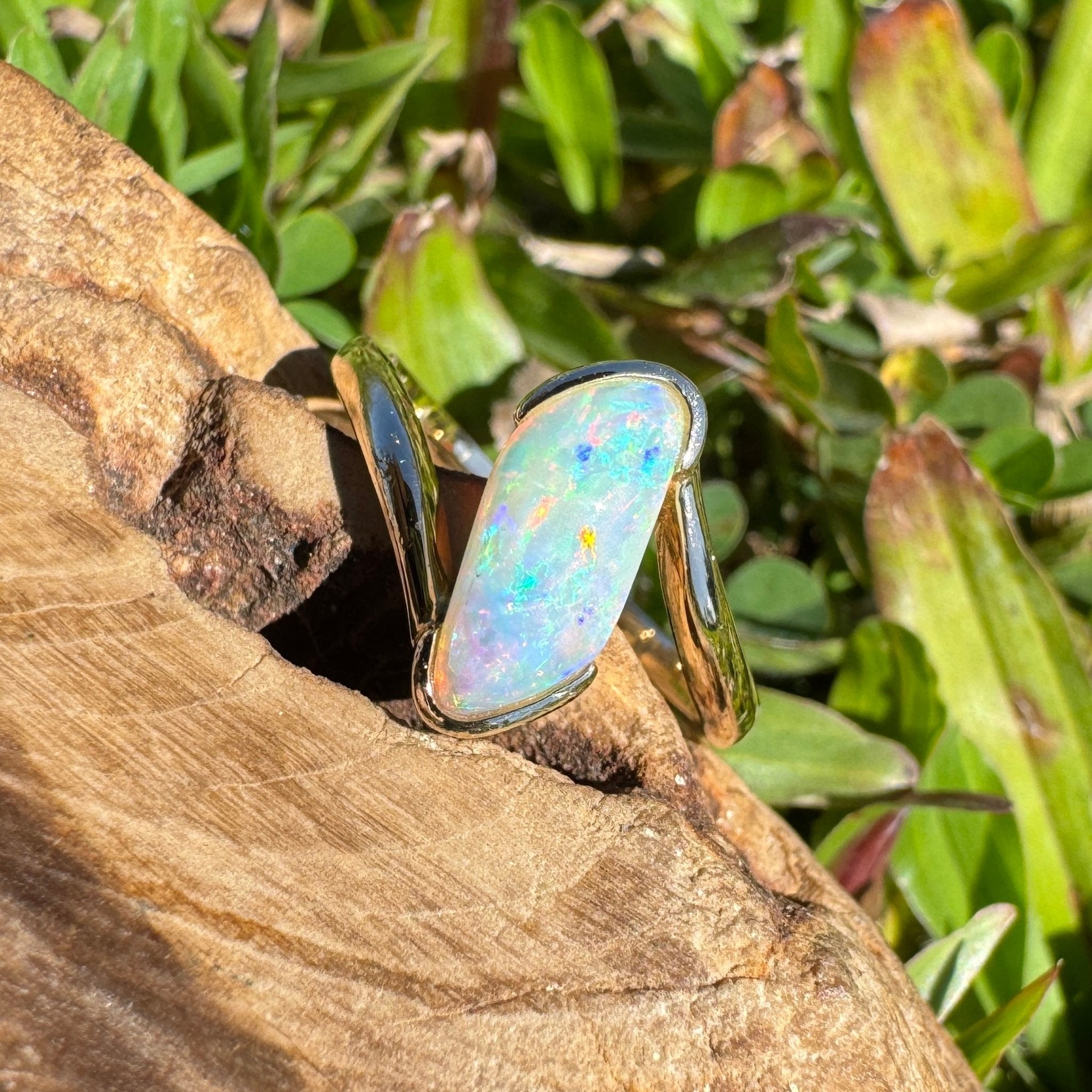 Coober Pedy Luminary ~ 1.1ct Solid Coober Pedy Opal 14ct Solid Australian Yellow Gold Ring
