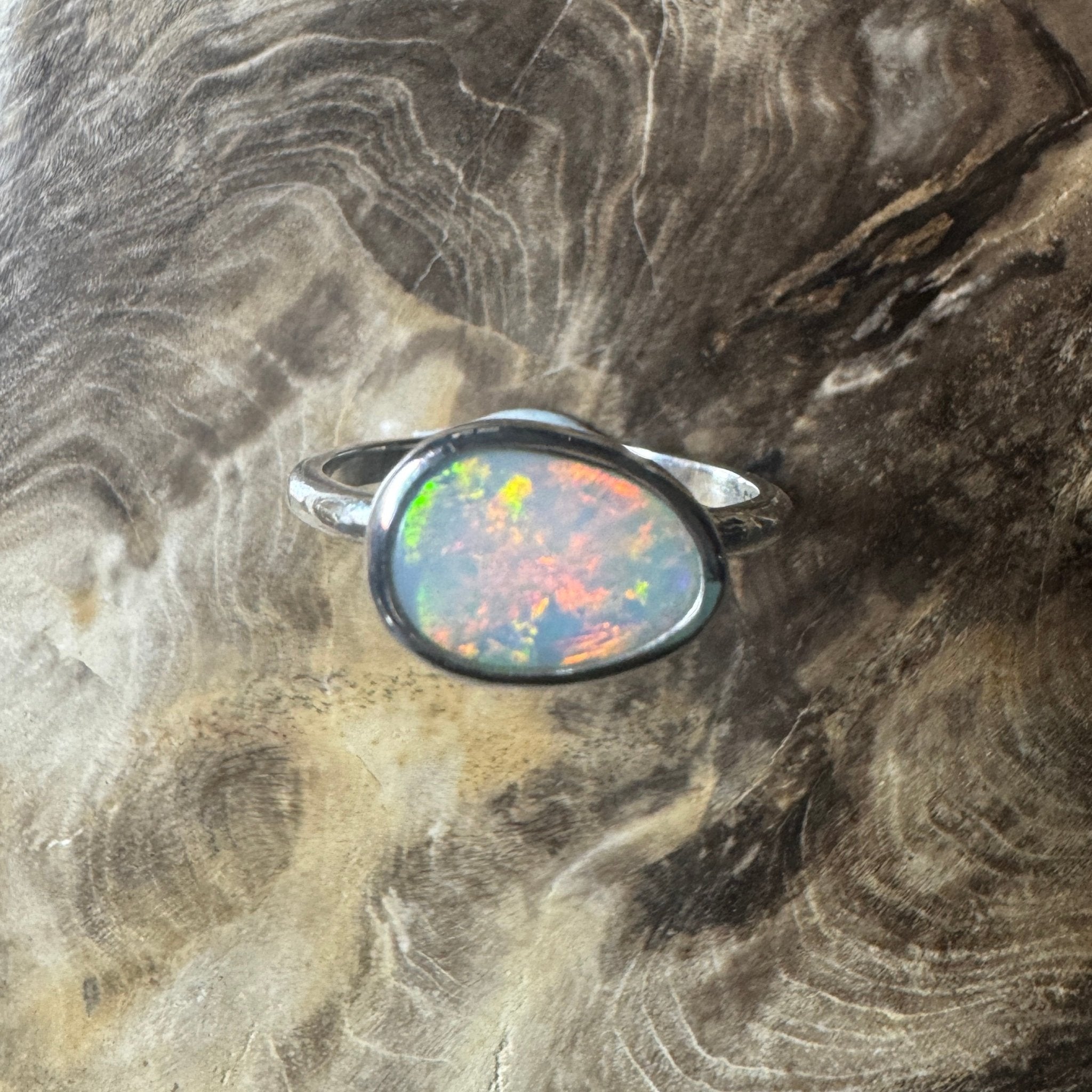 Coober Reds ~ 0.9ct Solid Coober Pedy Opal 925 Silver Ring