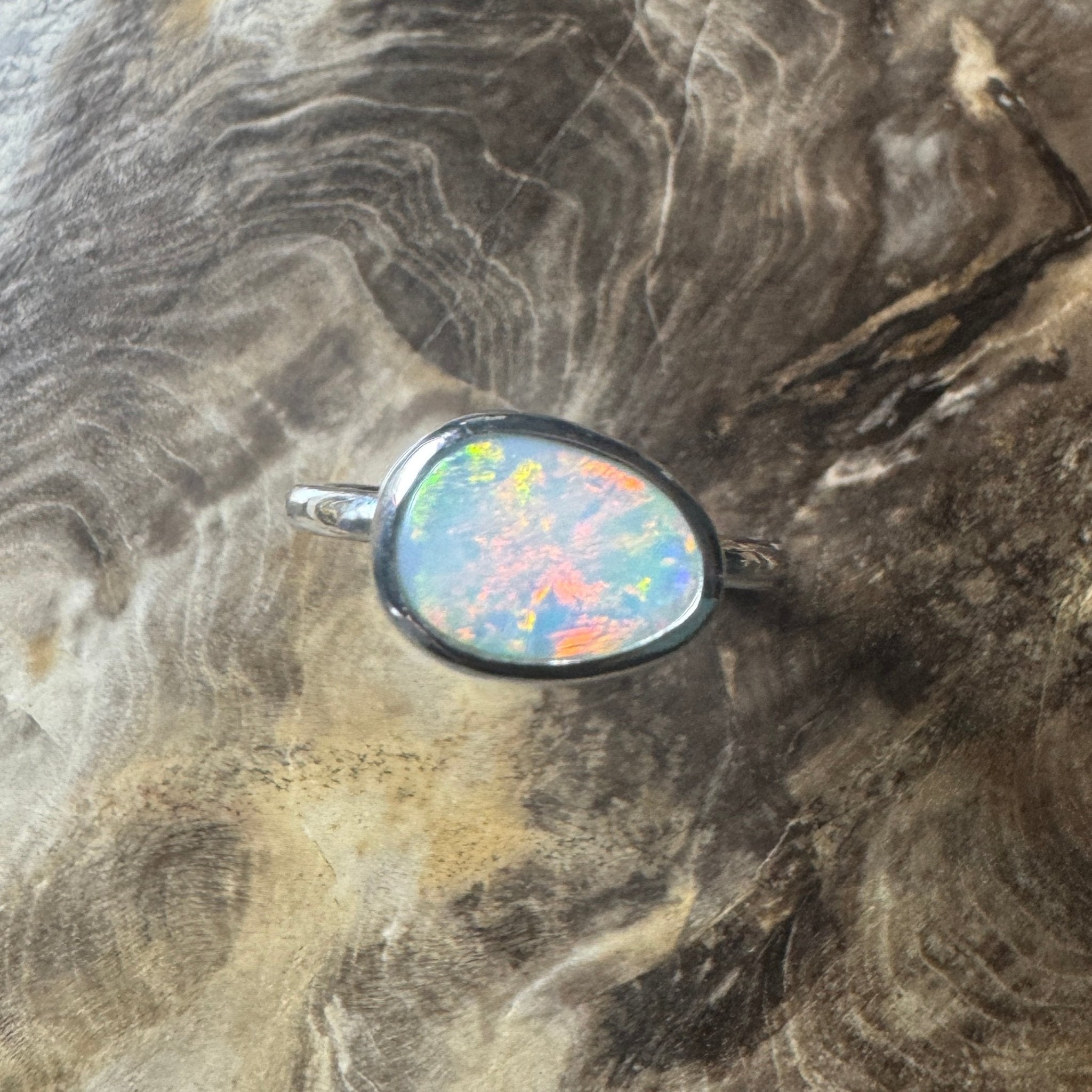 Coober Reds ~ 0.9ct Solid Coober Pedy Opal 925 Silver Ring