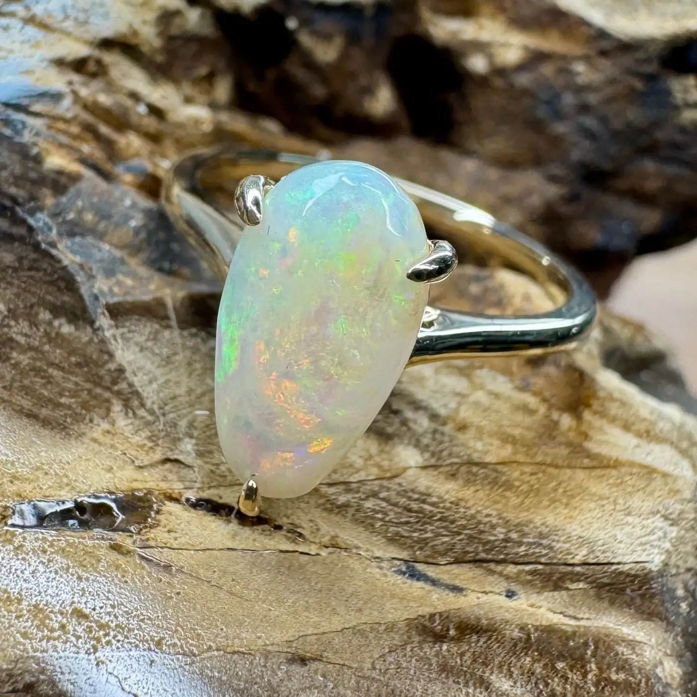 ‘Coober’s Calling' ~ Handcrafted 2ct Solid Coober Pedy Opal 9ct Yellow Gold Ring