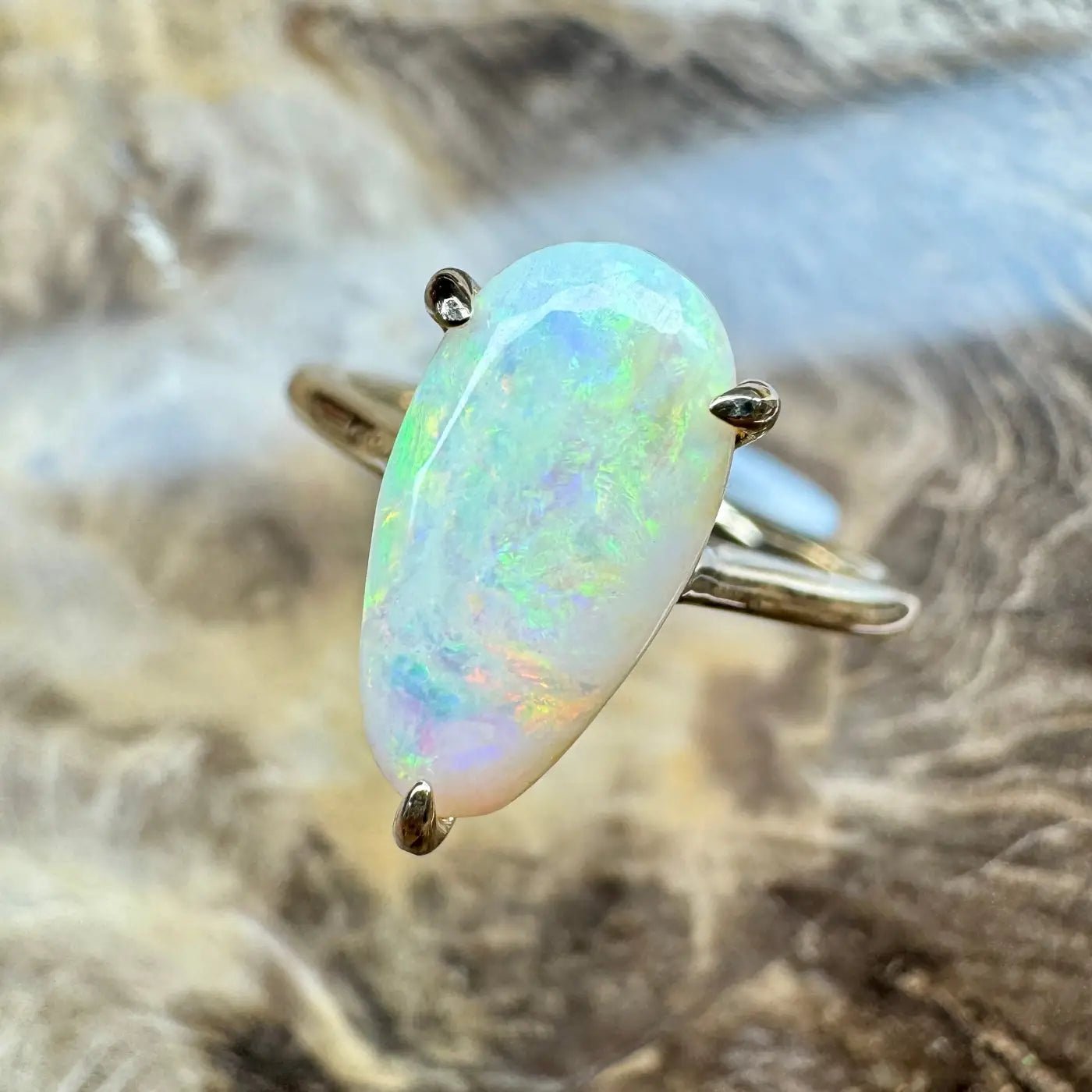 ‘Coober’s Calling' ~ Handcrafted 2ct Solid Coober Pedy Opal 9ct Yellow Gold Ring