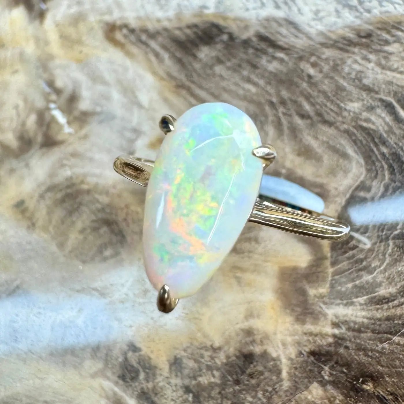 ‘Coober’s Calling' ~ Handcrafted 2ct Solid Coober Pedy Opal 9ct Yellow Gold Ring