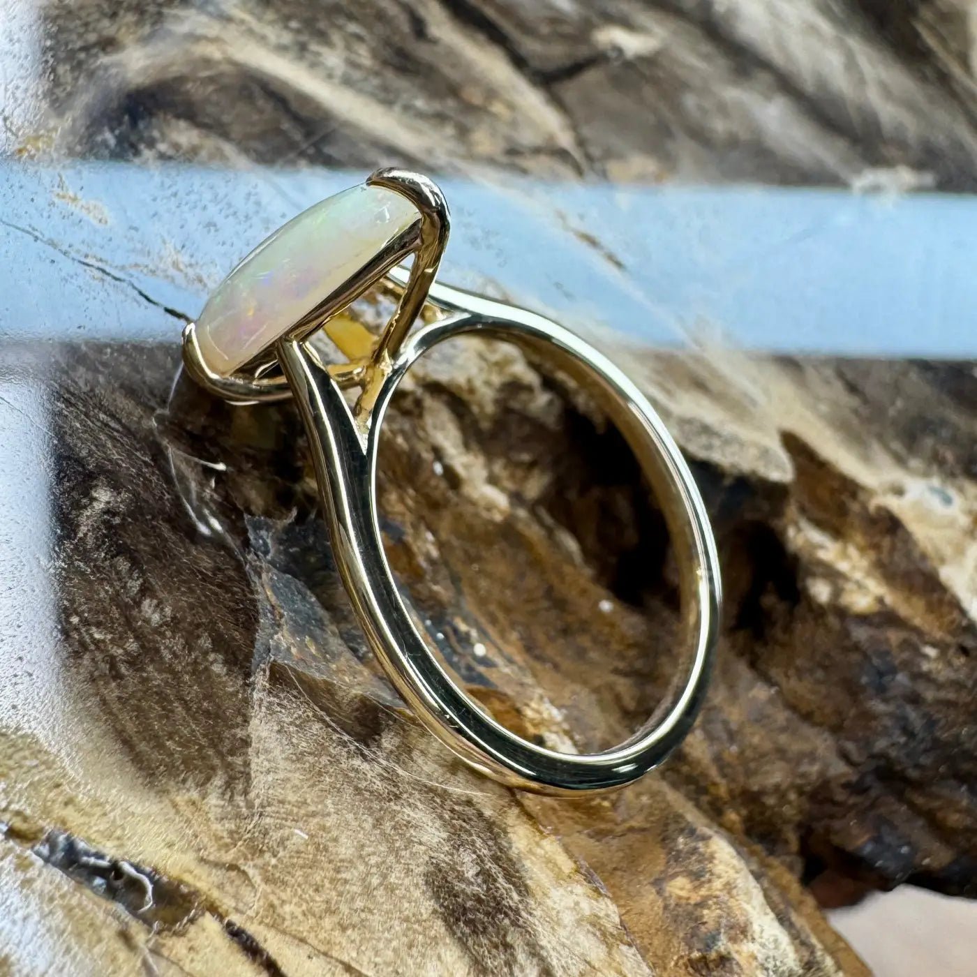 ‘Coober’s Calling' ~ Handcrafted 2ct Solid Coober Pedy Opal 9ct Yellow Gold Ring