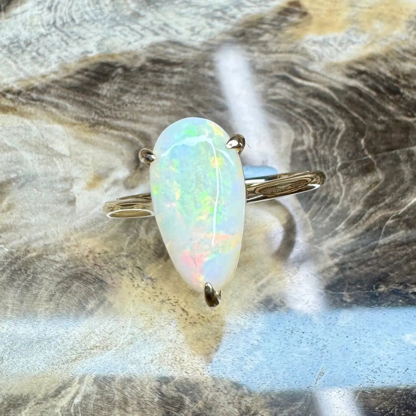 ‘Coober’s Calling' ~ Handcrafted 2ct Solid Coober Pedy Opal 9ct Yellow Gold Ring