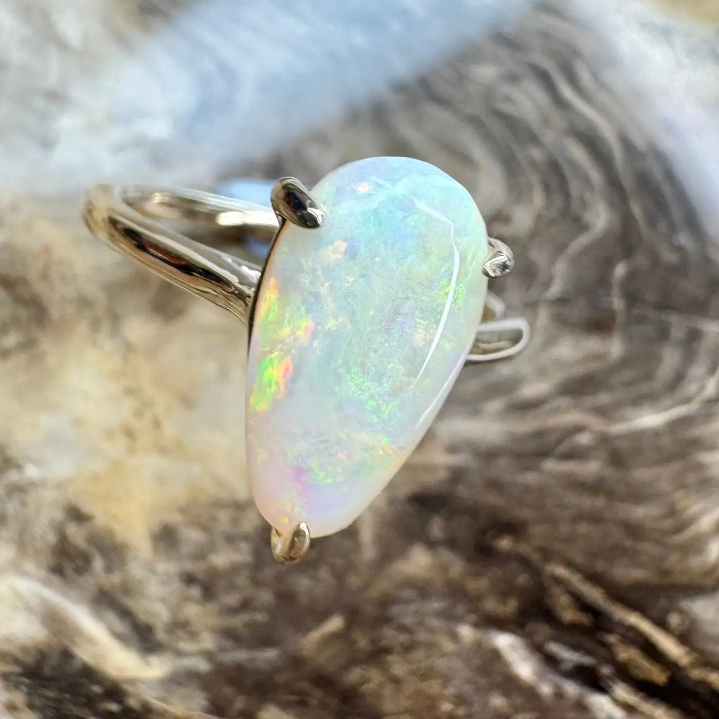 ‘Coober’s Calling' ~ Handcrafted 2ct Solid Coober Pedy Opal 9ct Yellow Gold Ring