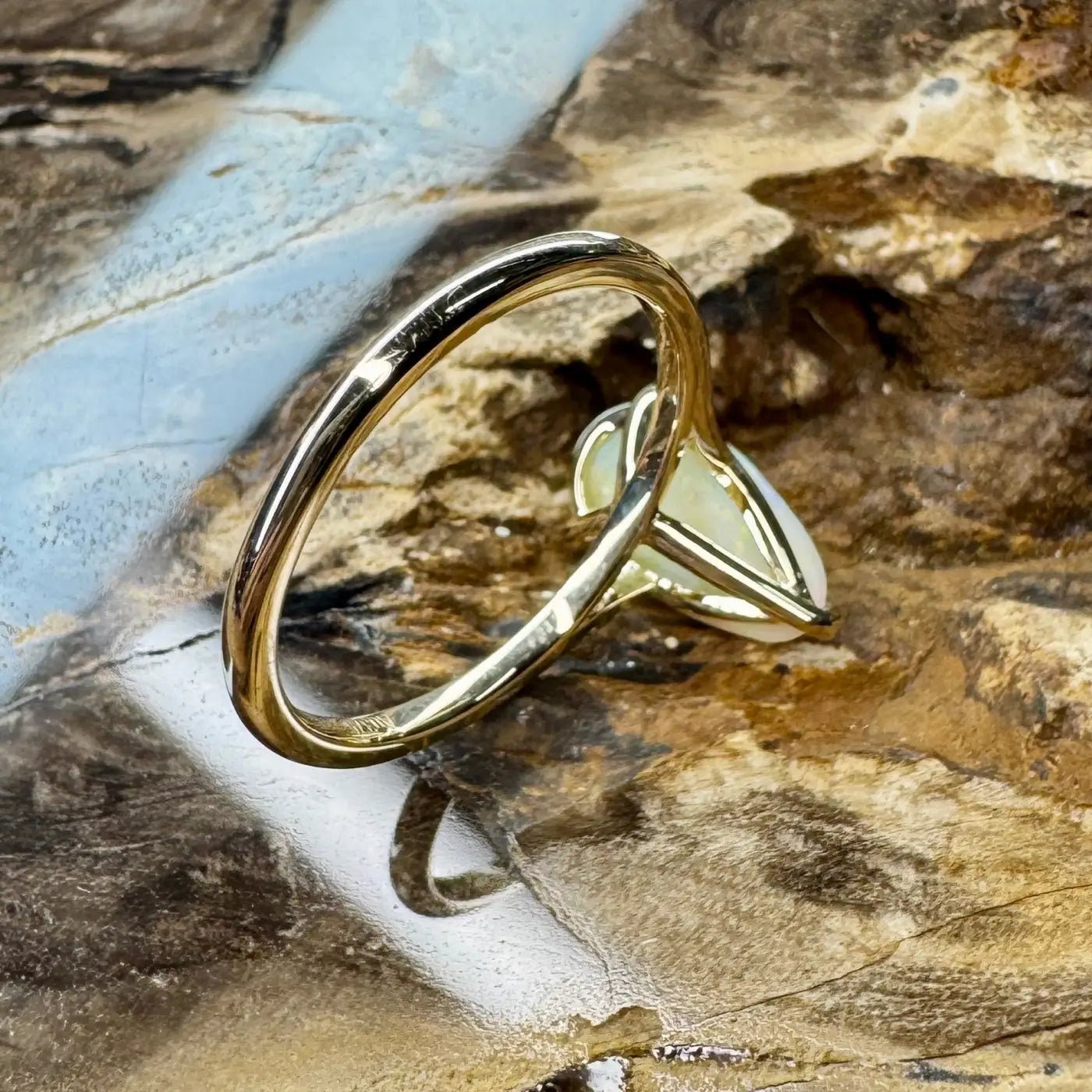 ‘Coober’s Calling' ~ Handcrafted 2ct Solid Coober Pedy Opal 9ct Yellow Gold Ring