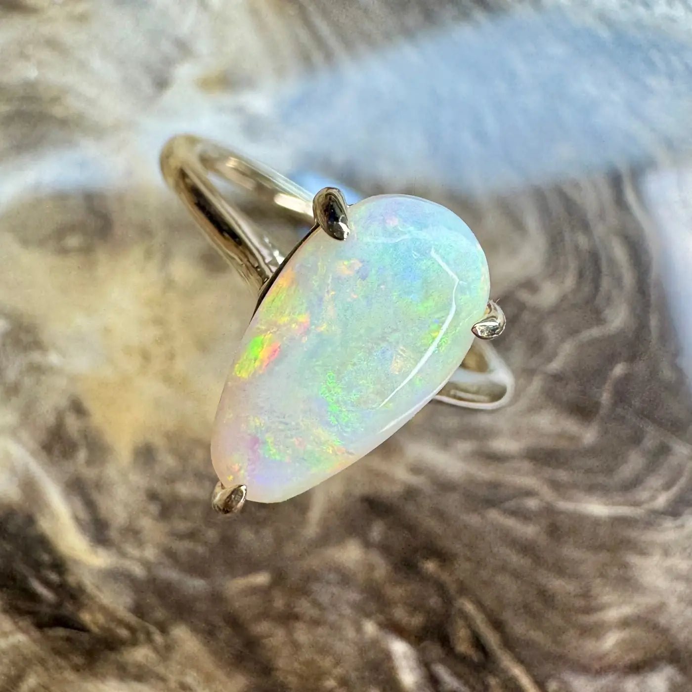 ‘Coober’s Calling' ~ Handcrafted 2ct Solid Coober Pedy Opal 9ct Yellow Gold Ring