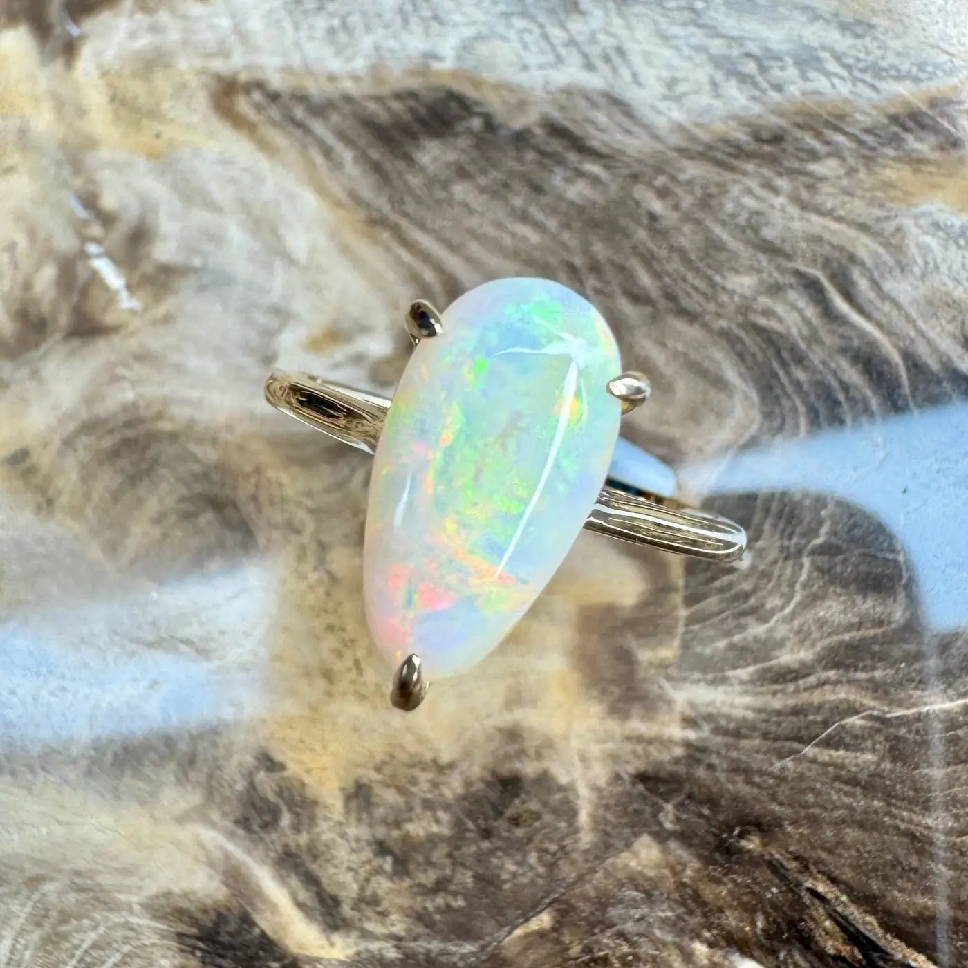 ‘Coober’s Calling' ~ Handcrafted 2ct Solid Coober Pedy Opal 9ct Yellow Gold Ring