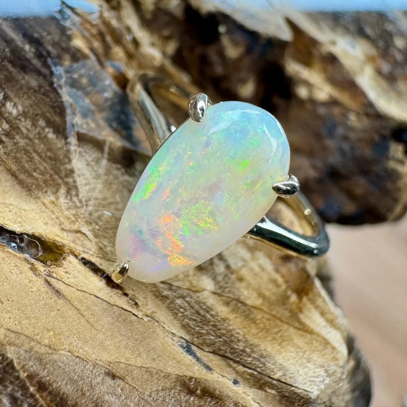 ‘Coober’s Calling' ~ Handcrafted 2ct Solid Coober Pedy Opal 9ct Yellow Gold Ring
