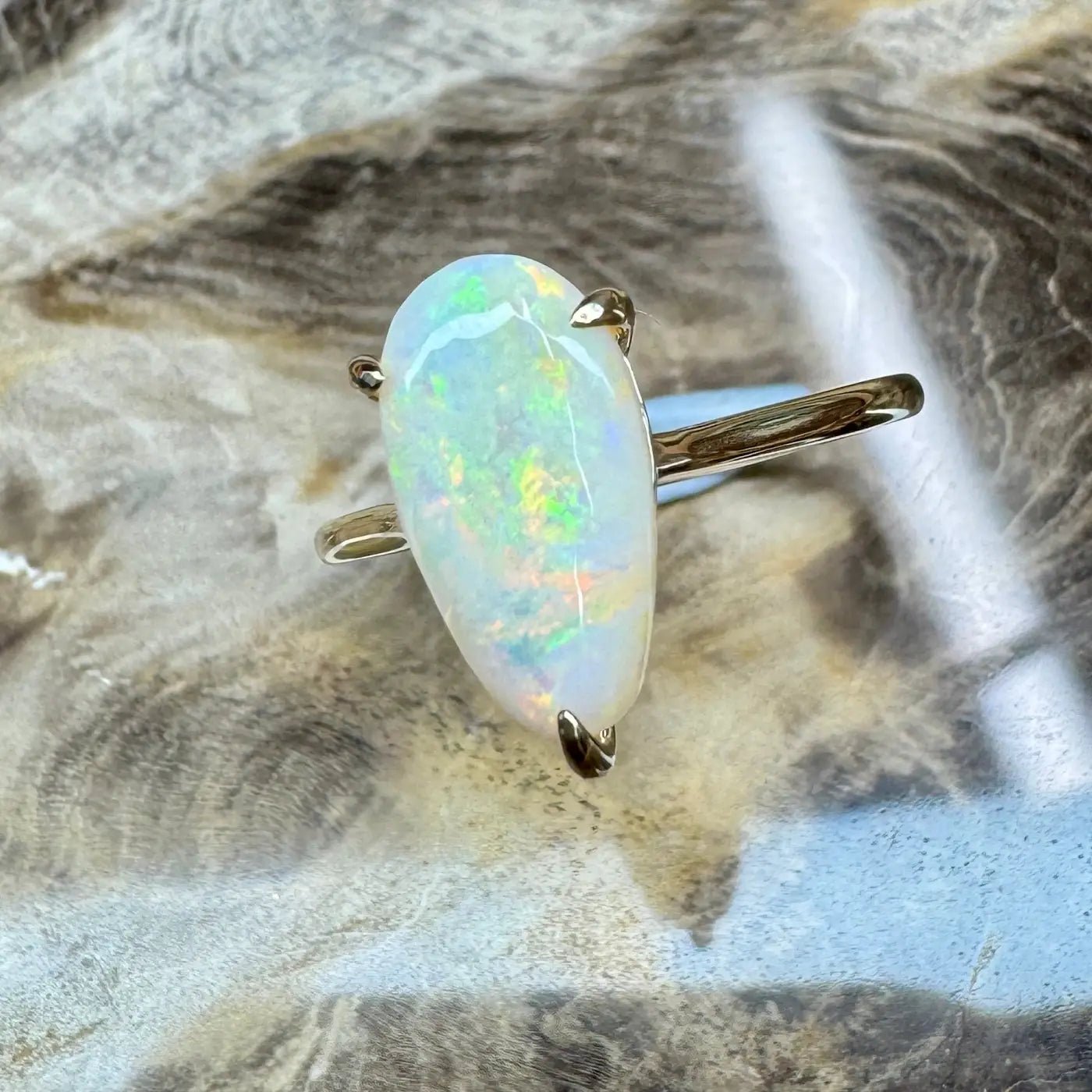 ‘Coober’s Calling' ~ Handcrafted 2ct Solid Coober Pedy Opal 9ct Yellow Gold Ring