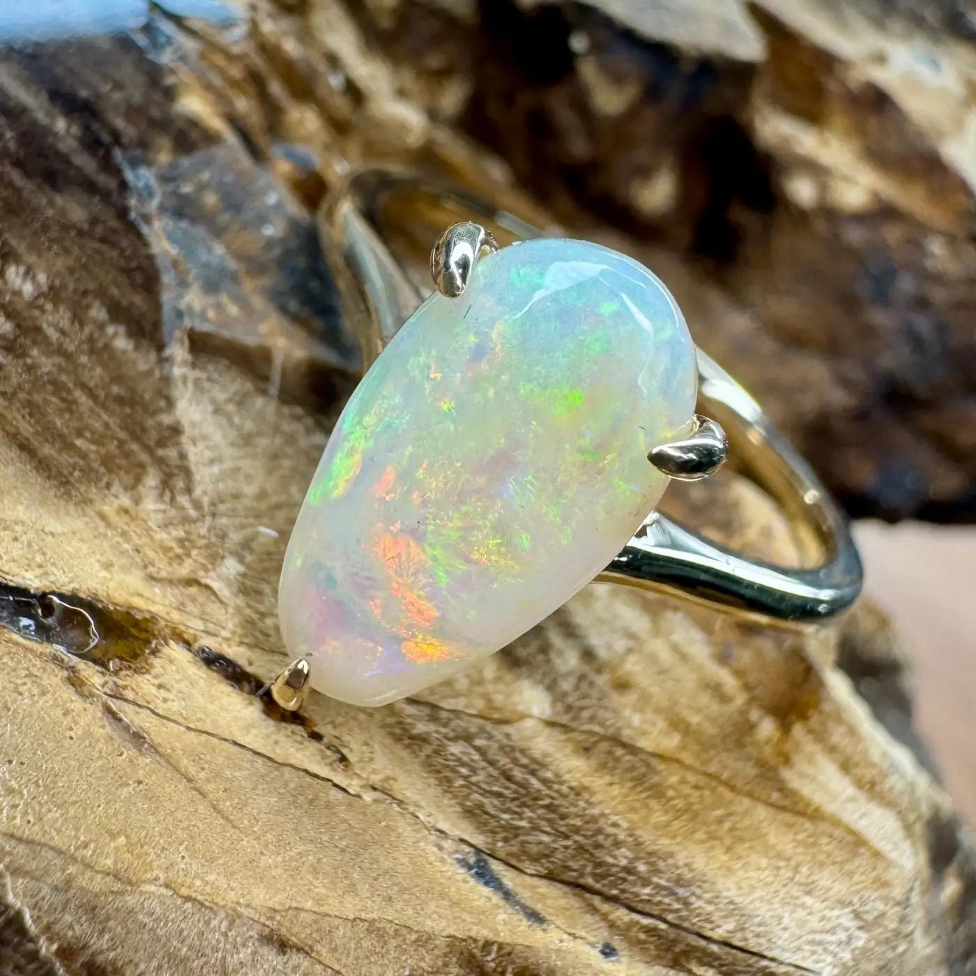 ‘Coober’s Calling' ~ Handcrafted 2ct Solid Coober Pedy Opal 9ct Yellow Gold Ring