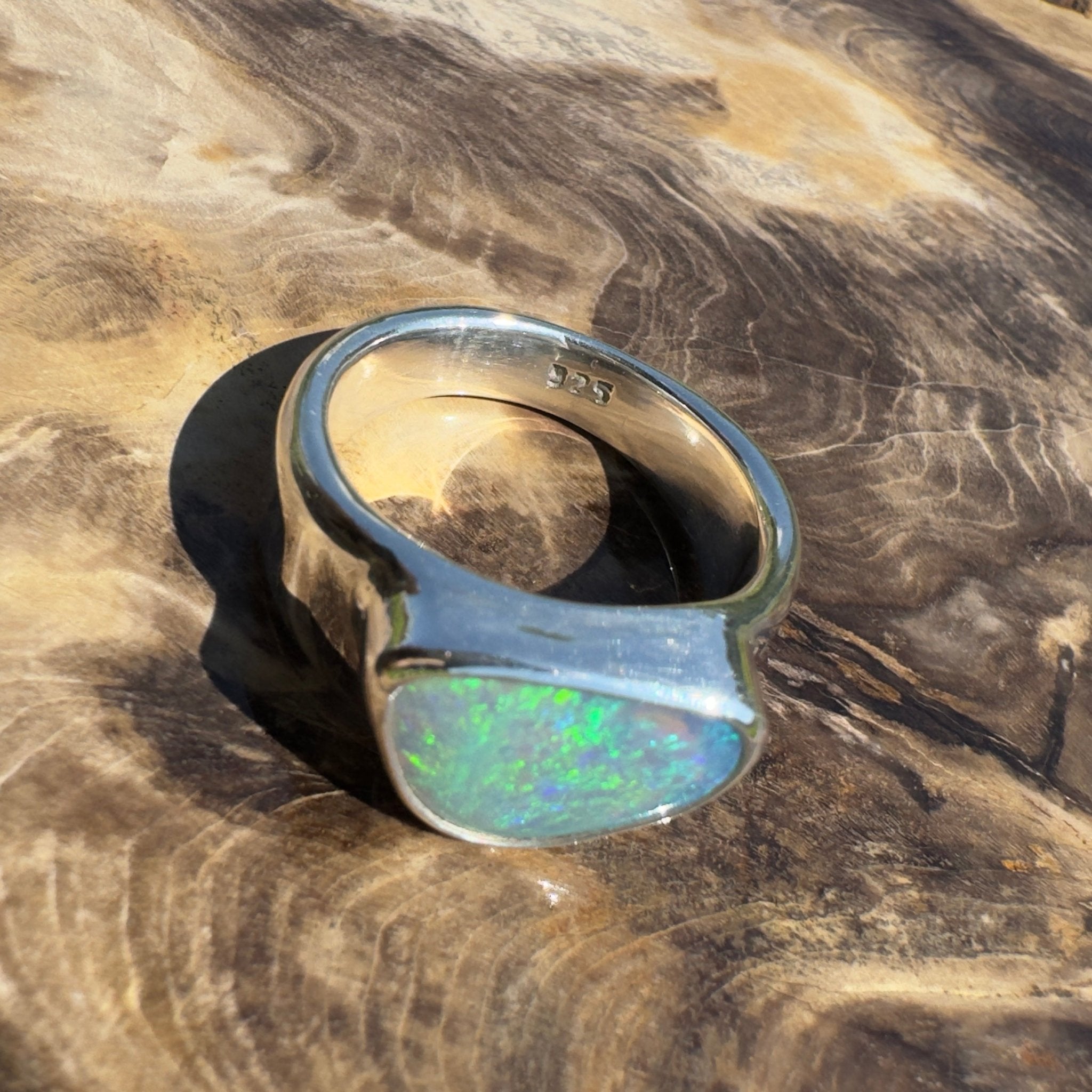 Cooloola Mist ~ 3.1ct Solid Lightning Ridge Opal 925 Silver Ring