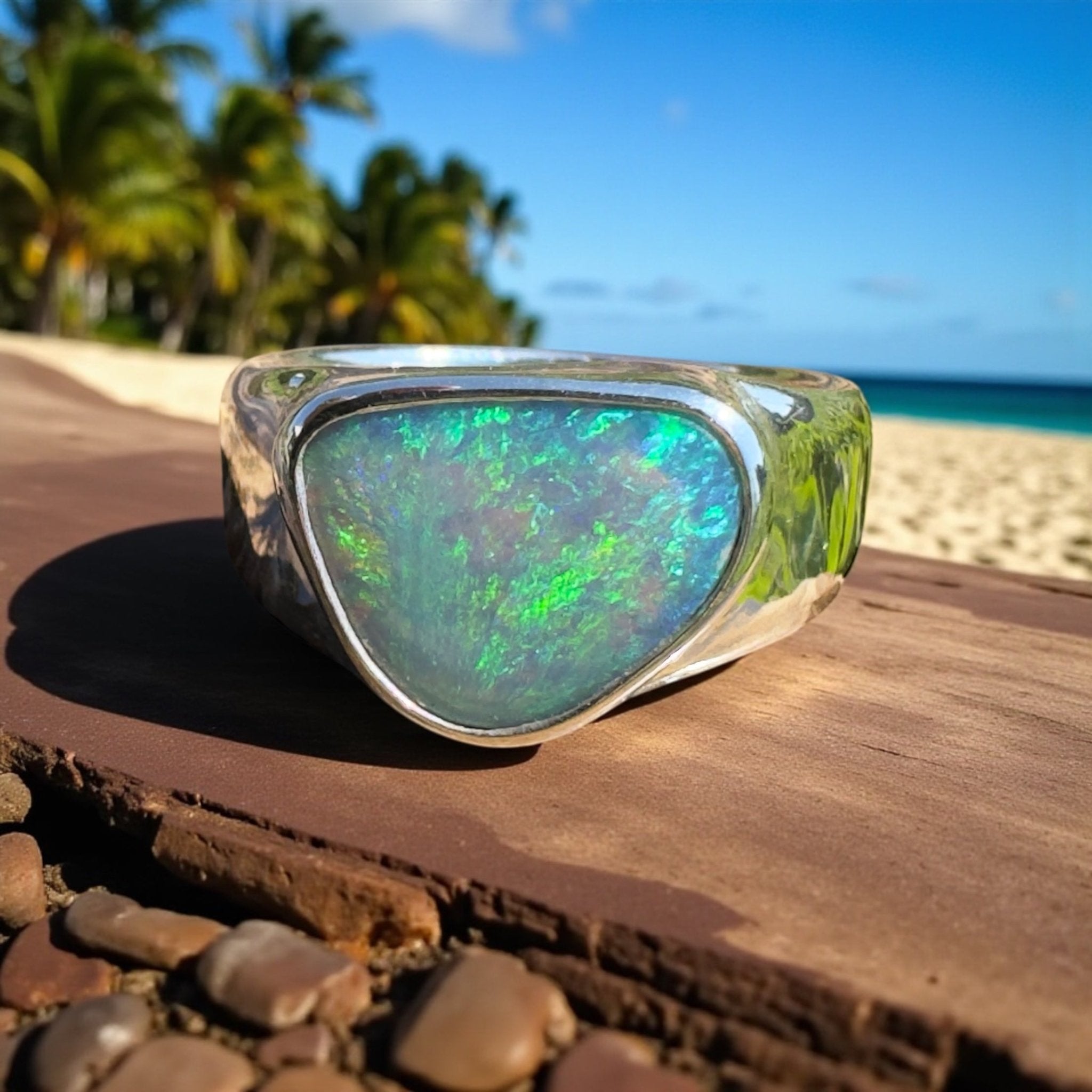 Cooloola Mist ~ 3.1ct Solid Lightning Ridge Opal 925 Silver Ring