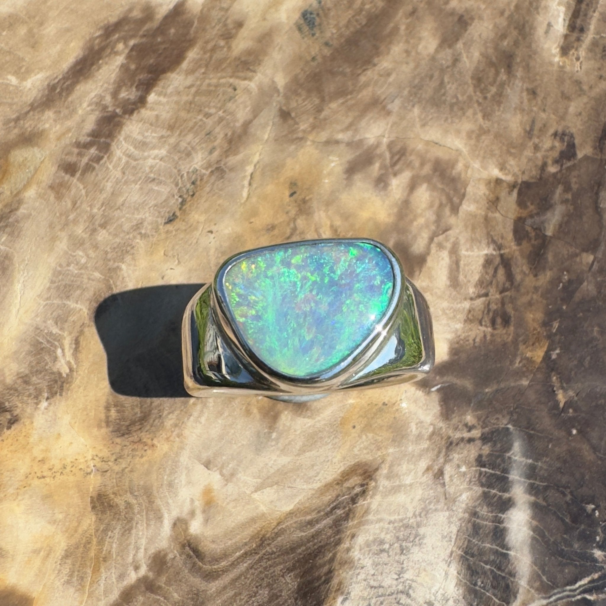 Cooloola Mist ~ 3.1ct Solid Lightning Ridge Opal 925 Silver Ring