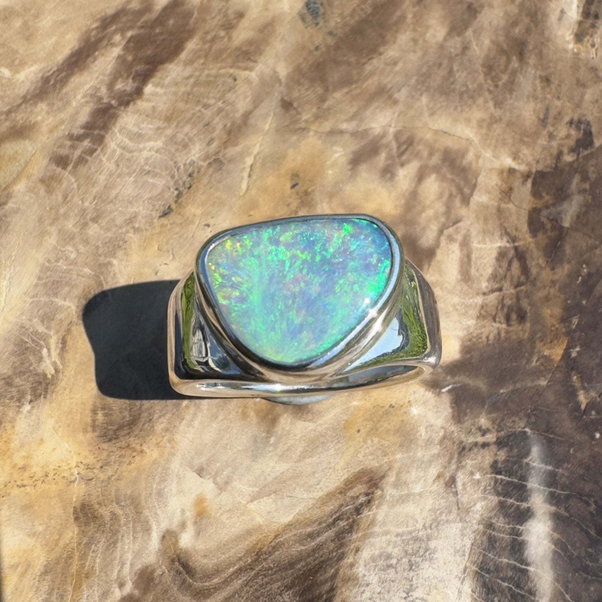 Cooloola Mist ~ 3.1ct Solid Lightning Ridge Opal 925 Silver Ring