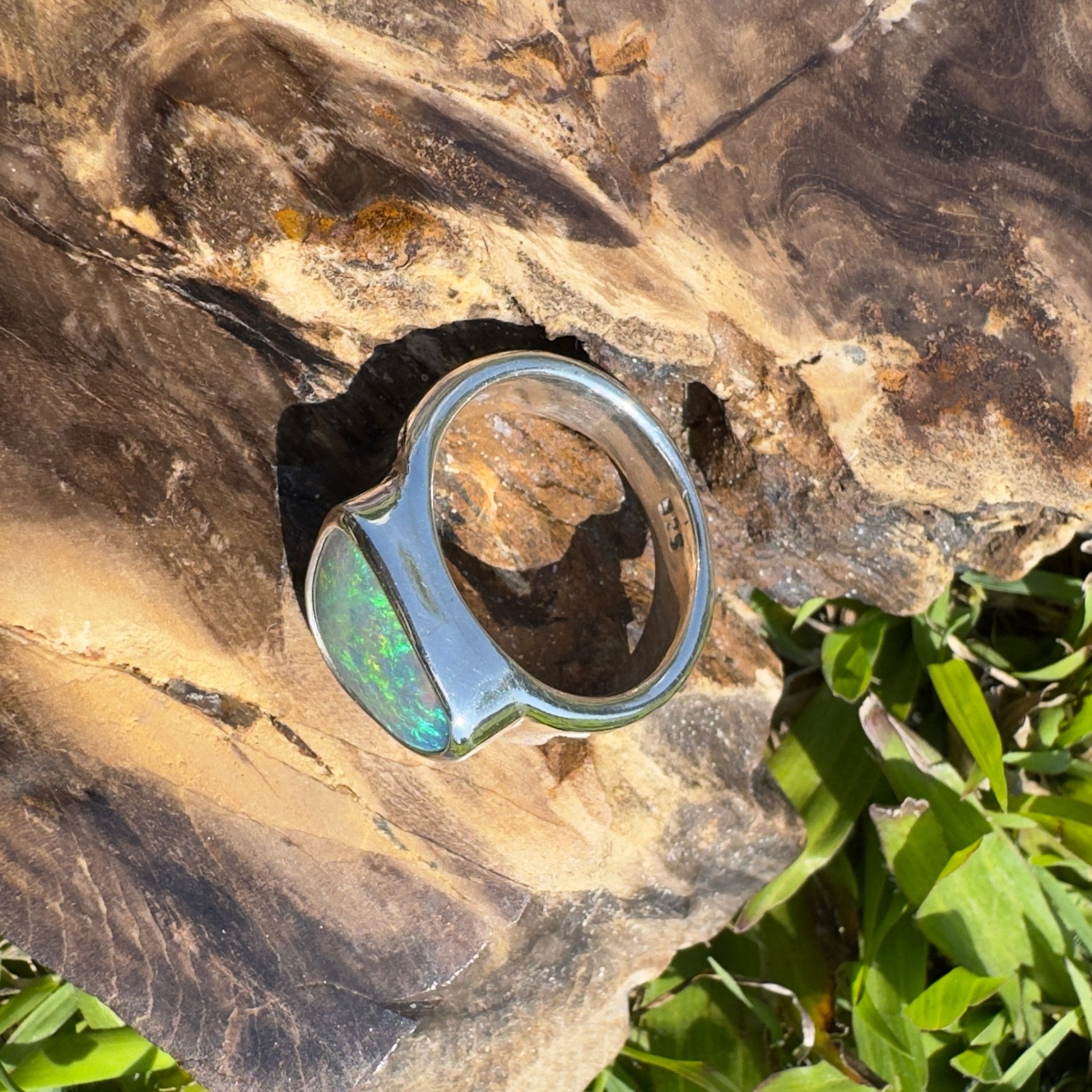 Cooloola Mist ~ 3.1ct Solid Lightning Ridge Opal 925 Silver Ring