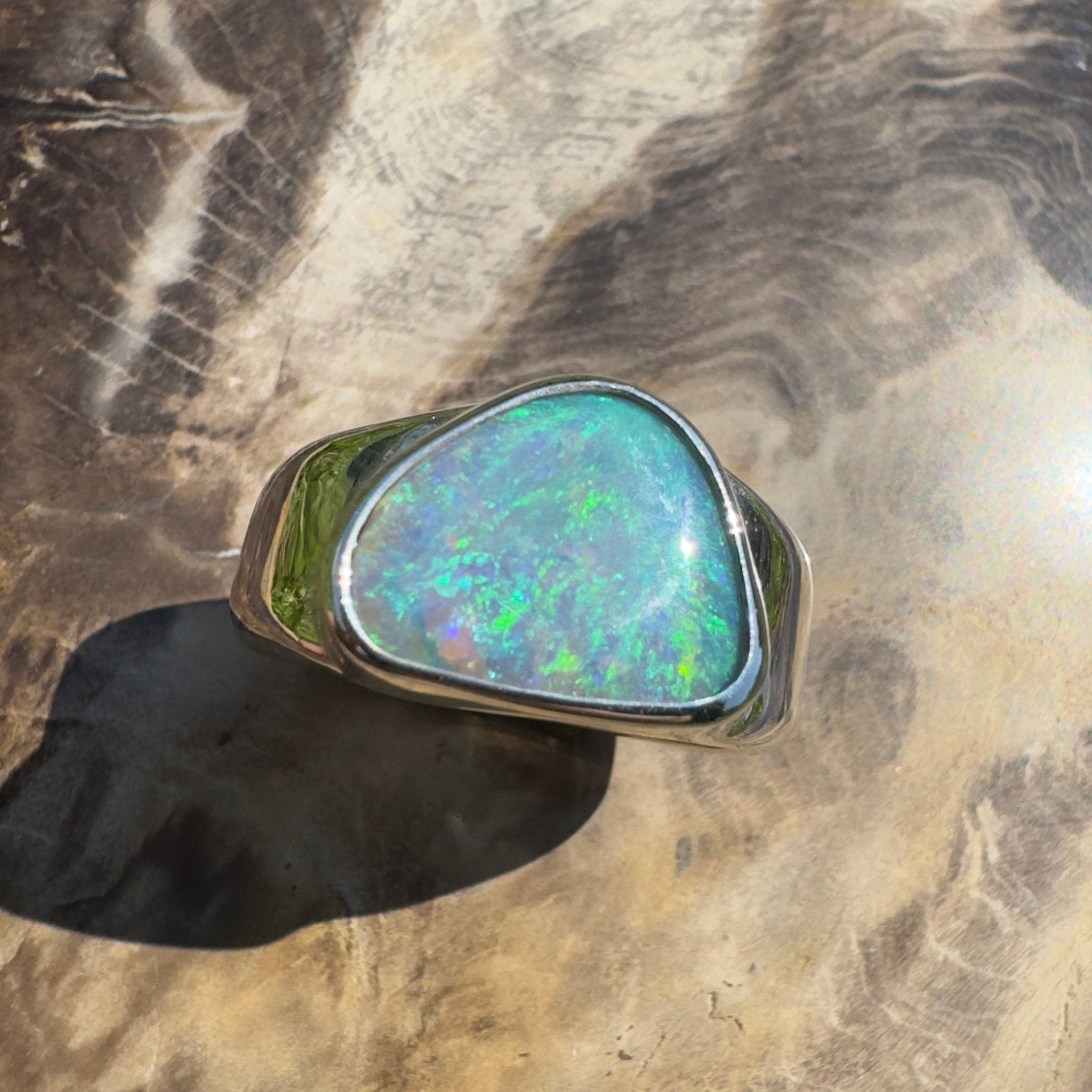 Cooloola Mist ~ 3.1ct Solid Lightning Ridge Opal 925 Silver Ring