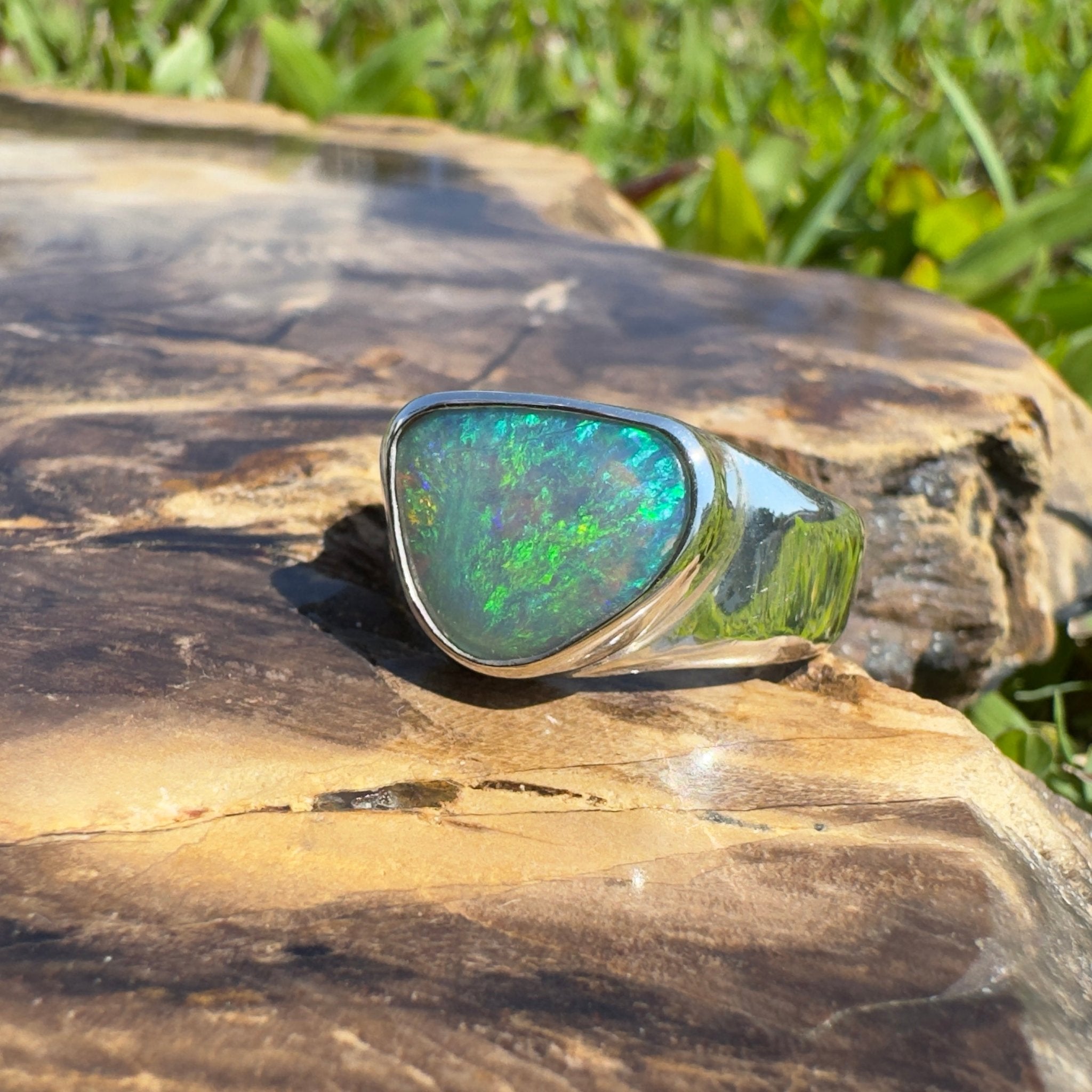Cooloola Mist ~ 3.1ct Solid Lightning Ridge Opal 925 Silver Ring