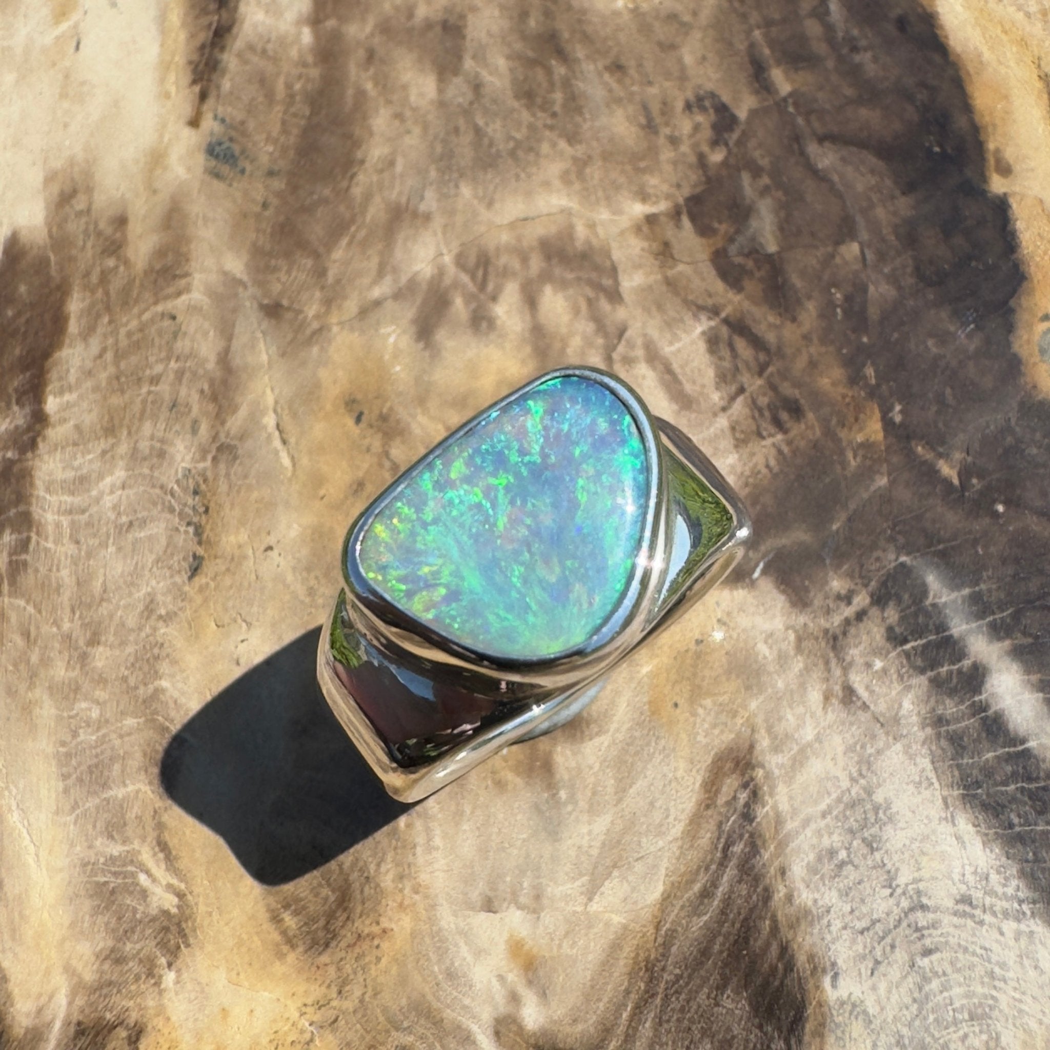 Cooloola Mist ~ 3.1ct Solid Lightning Ridge Opal 925 Silver Ring