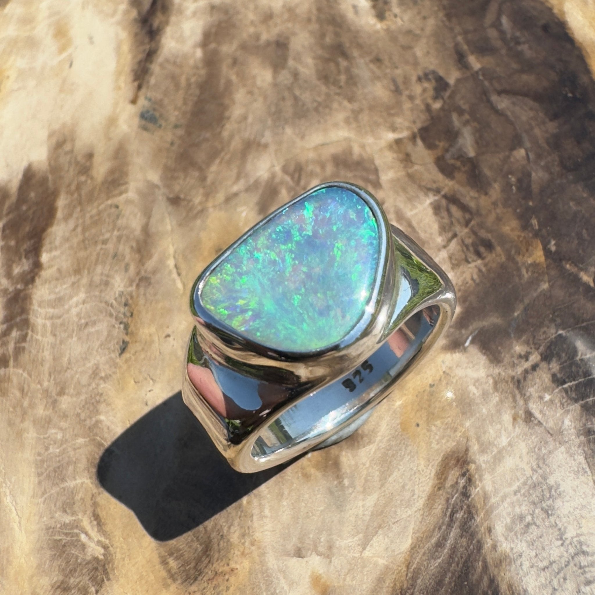 Cooloola Mist ~ 3.1ct Solid Lightning Ridge Opal 925 Silver Ring