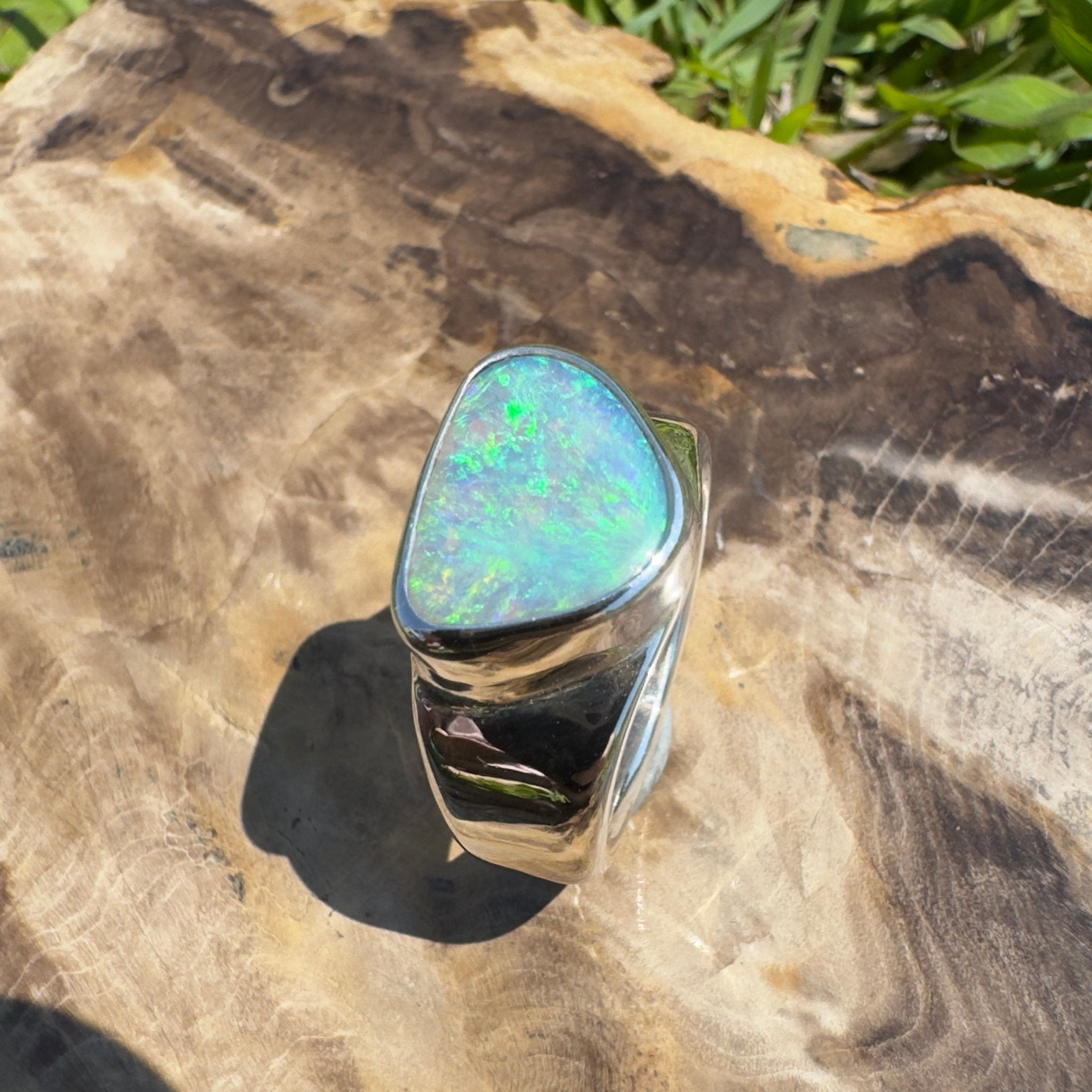 Cooloola Mist ~ 3.1ct Solid Lightning Ridge Opal 925 Silver Ring