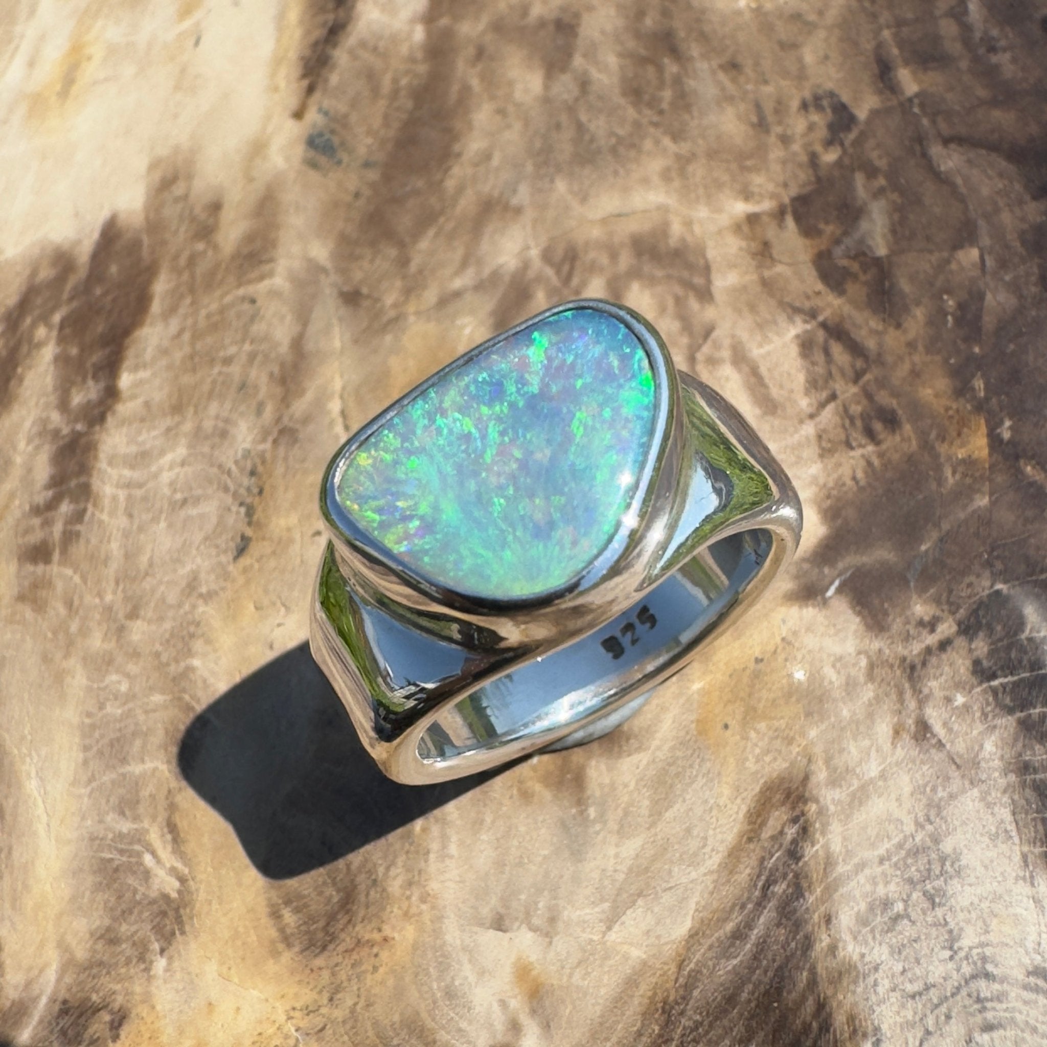 Cooloola Mist ~ 3.1ct Solid Lightning Ridge Opal 925 Silver Ring
