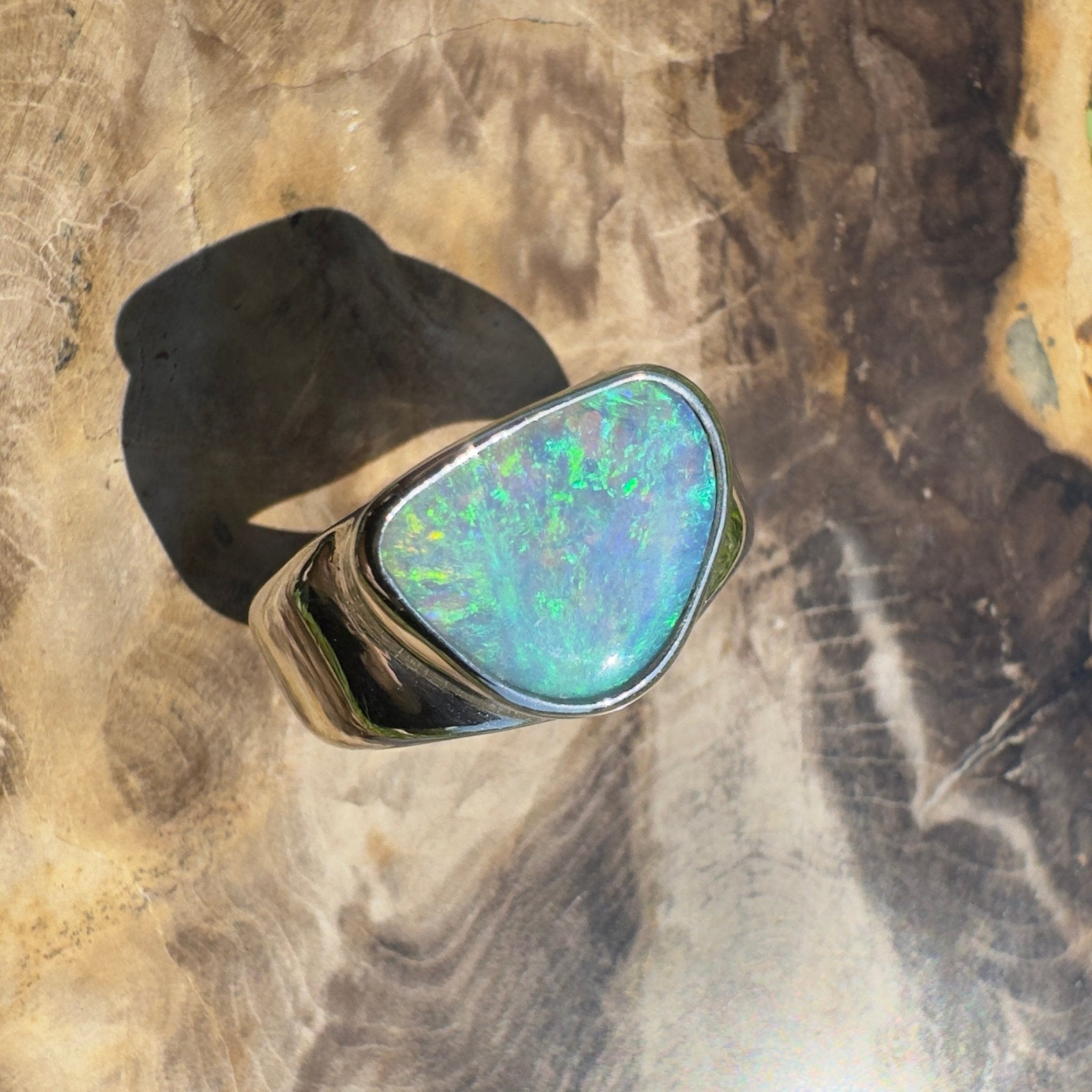 Cooloola Mist ~ 3.1ct Solid Lightning Ridge Opal 925 Silver Ring