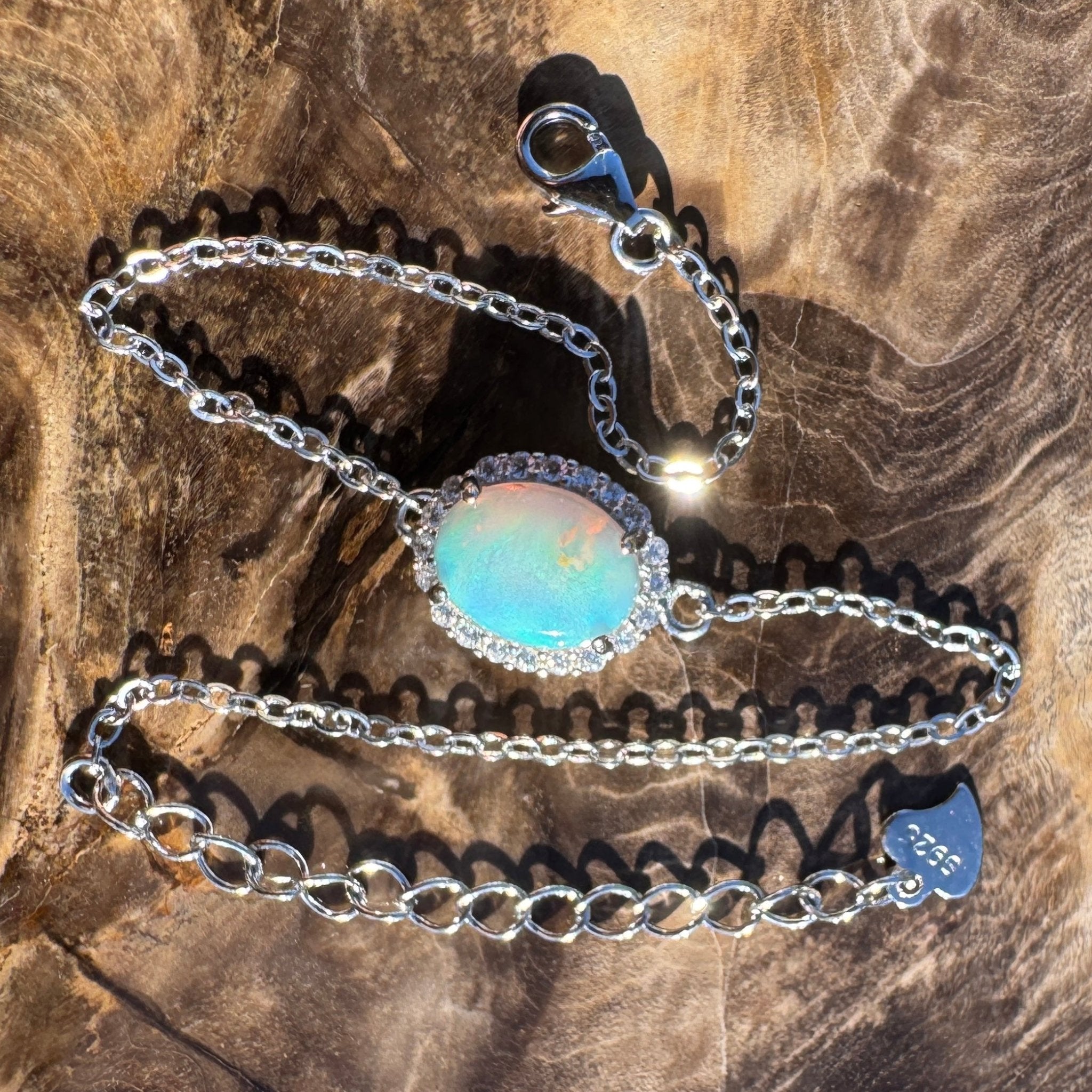 Coral Bay Grace - 1.1ct Lightning Ridge Opal 925 Silver Bracelet