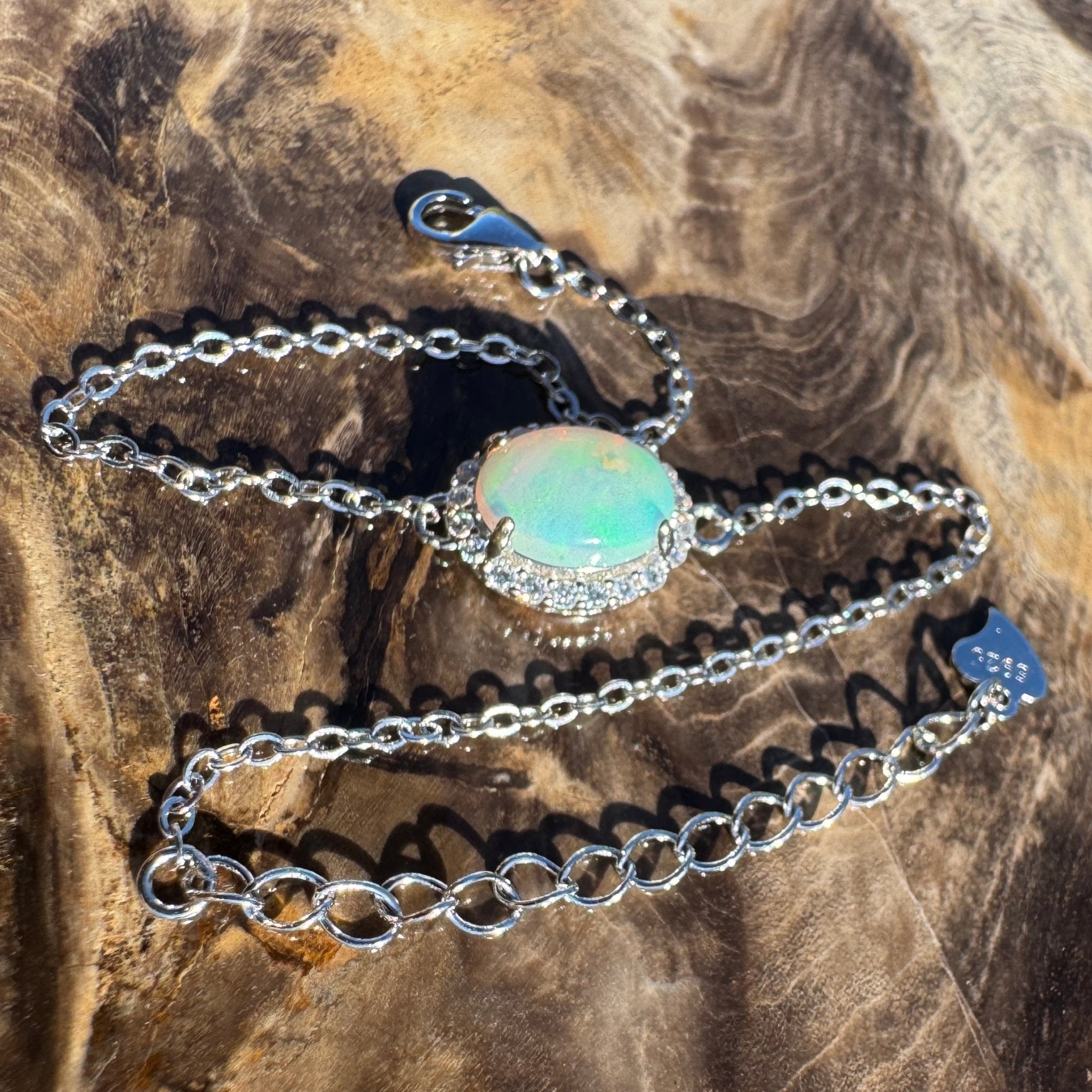 Coral Bay Grace - 1.1ct Lightning Ridge Opal 925 Silver Bracelet