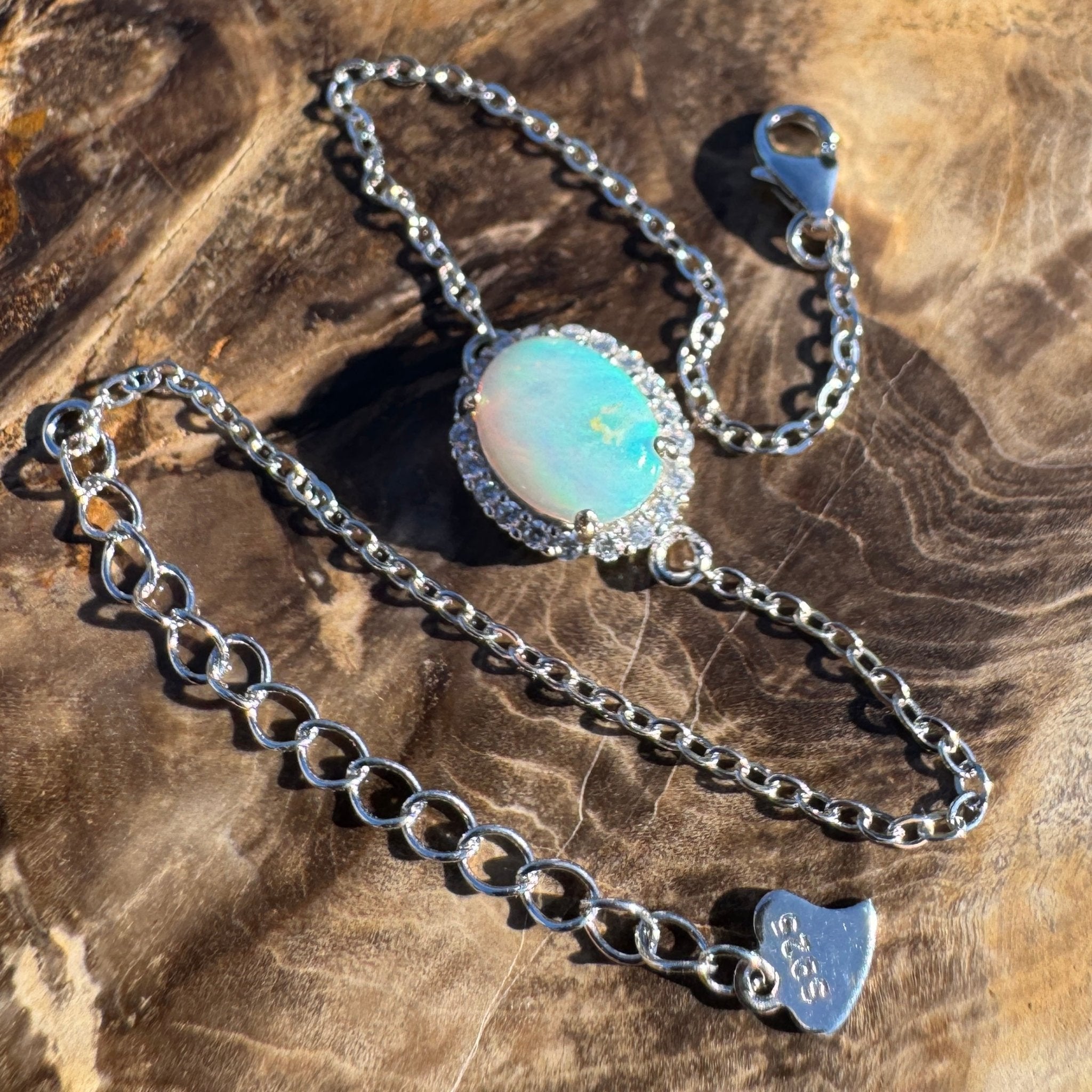 Coral Bay Grace - 1.1ct Lightning Ridge Opal 925 Silver Bracelet