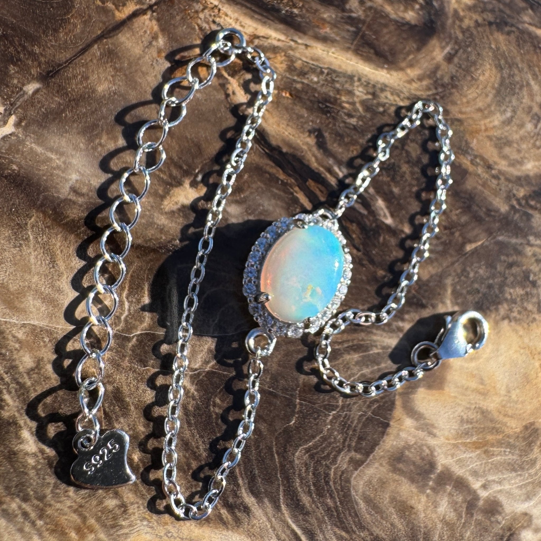 Coral Bay Grace - 1.1ct Lightning Ridge Opal 925 Silver Bracelet