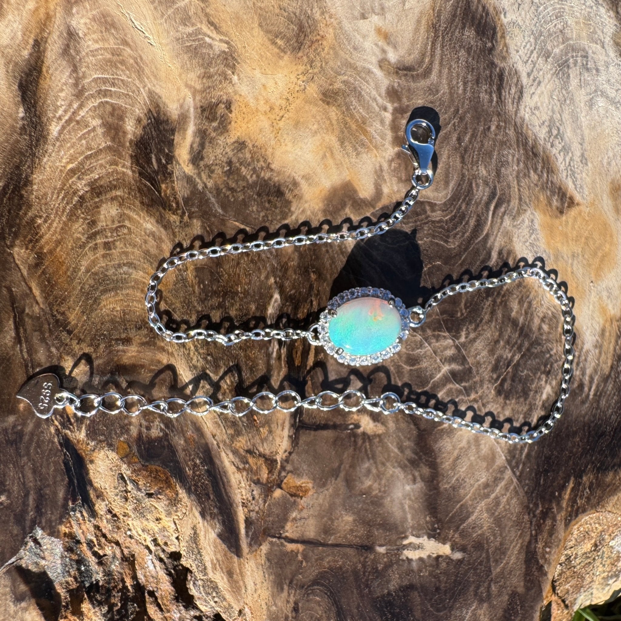 Coral Bay Grace - 1.1ct Lightning Ridge Opal 925 Silver Bracelet