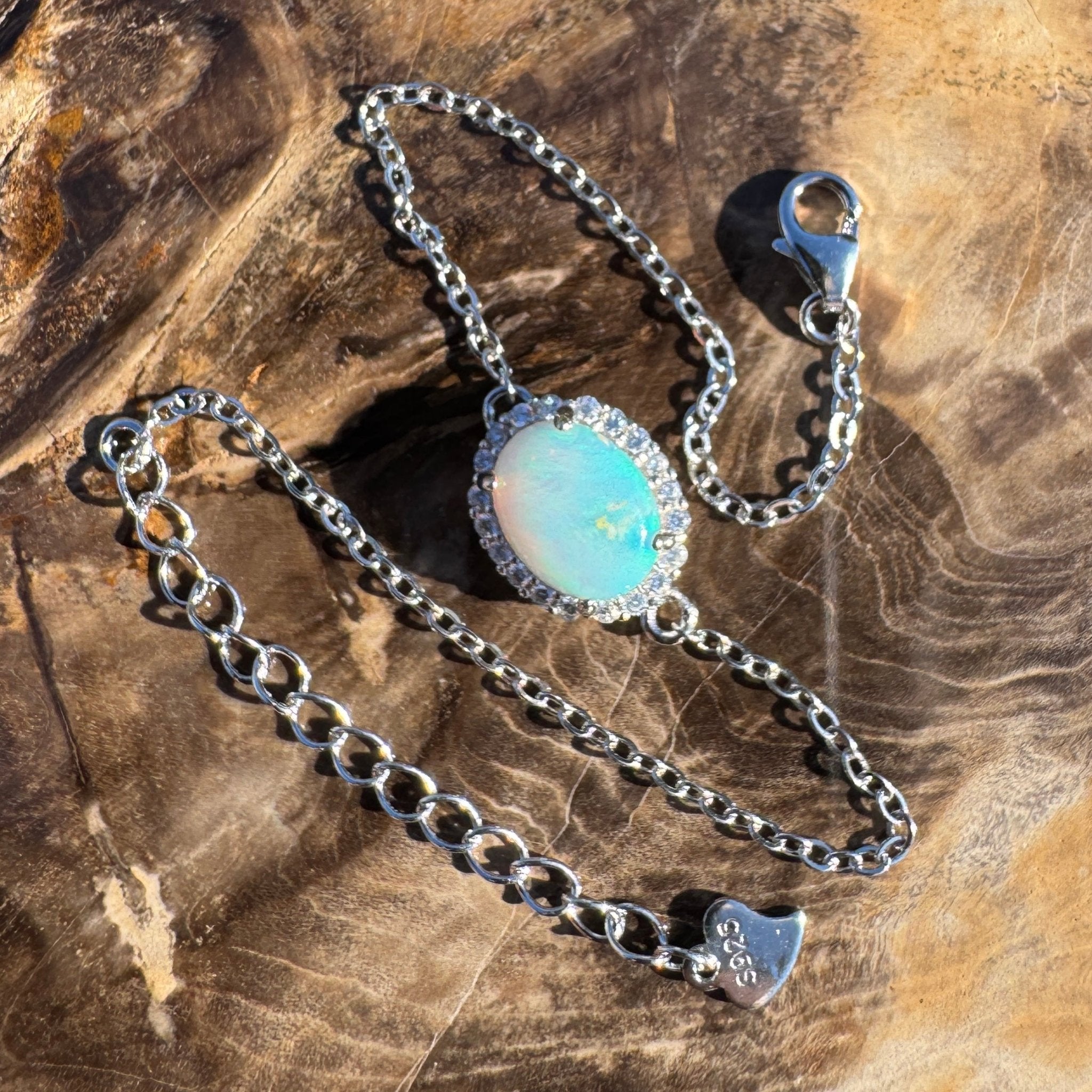 Coral Bay Grace - 1.1ct Lightning Ridge Opal 925 Silver Bracelet